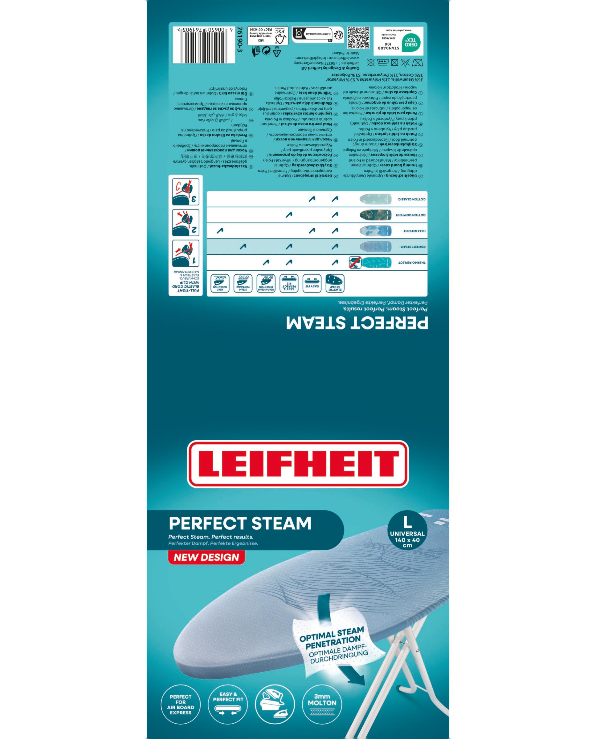 Capa para tábua de engomar 140 x 45 Perfect Steam Air Board Express L Branco-6
