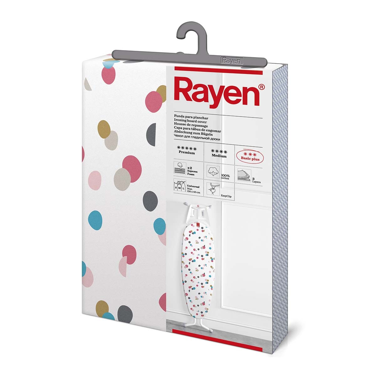 Funda para tabla de planchar universal Confeti 126 x 40 cm Rayen Multicolor-2