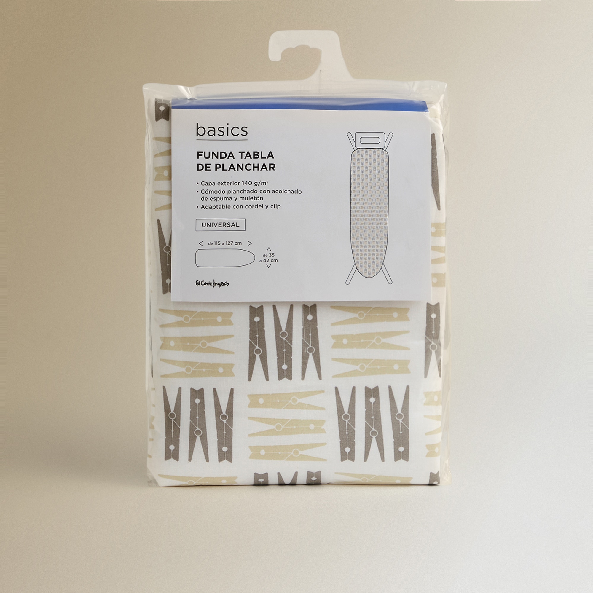 Funda para tabla de planchar Pinzas Top Universal Basics El Corte Inglés Multicolor-3