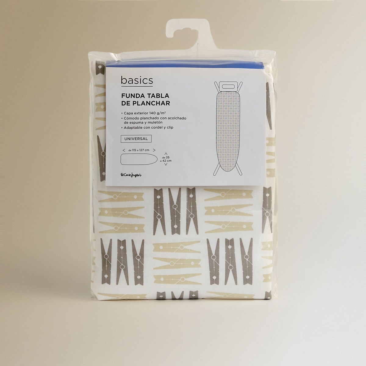 Funda para tabla de planchar Pinzas Top Universal Basics El Corte Inglés Multicolor-3