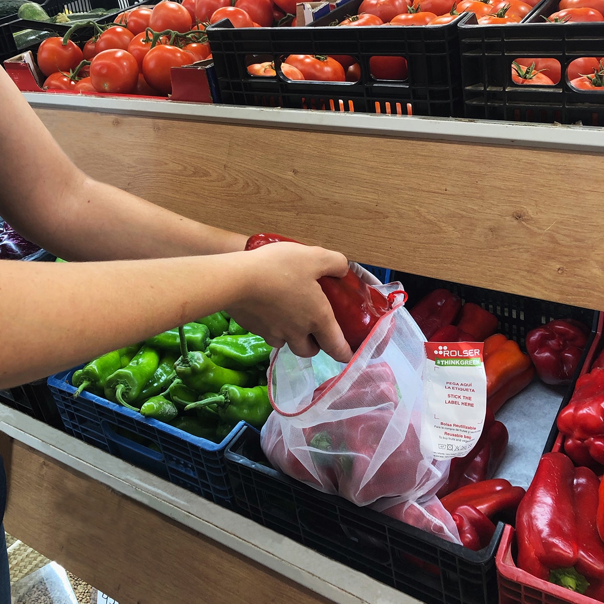 Conjunto de 3 bolsas reutilizáveis para fruta e verduras Branco-5