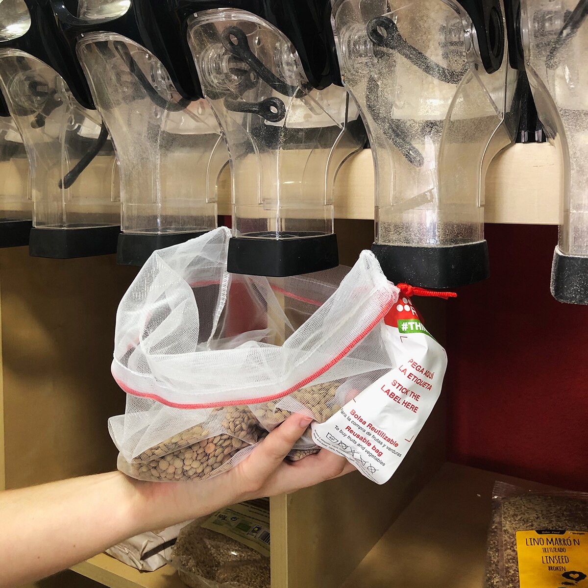 Conjunto de 3 bolsas reutilizáveis para fruta e verduras Branco-12