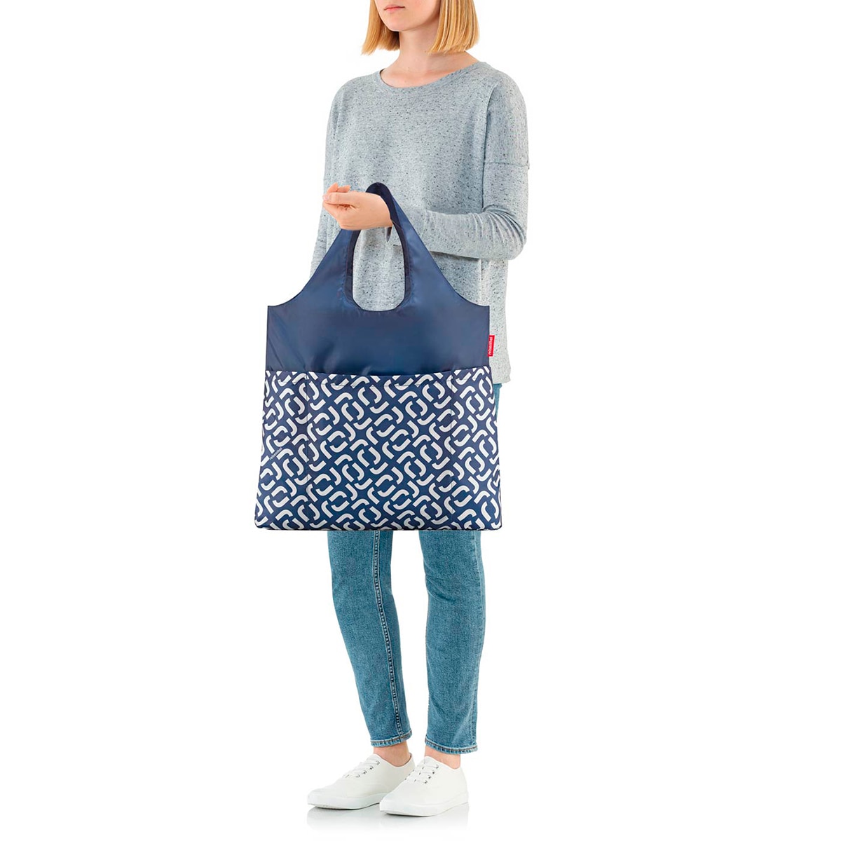 Saco de Compras Mini Maxi Plus Signature Dobrável Azul-2