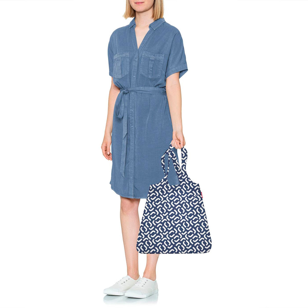 Saco de Compras Mini Maxi Signature Dobrável - Azul Azul-2