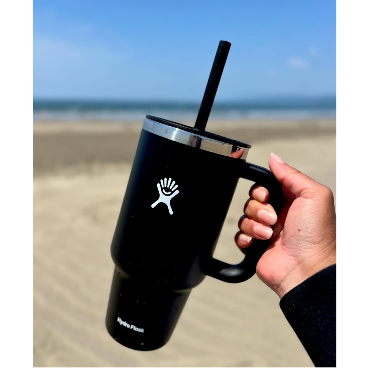 Taza tumbler de acero inoxidable con pajita Hydro flask - Negro Negro-2