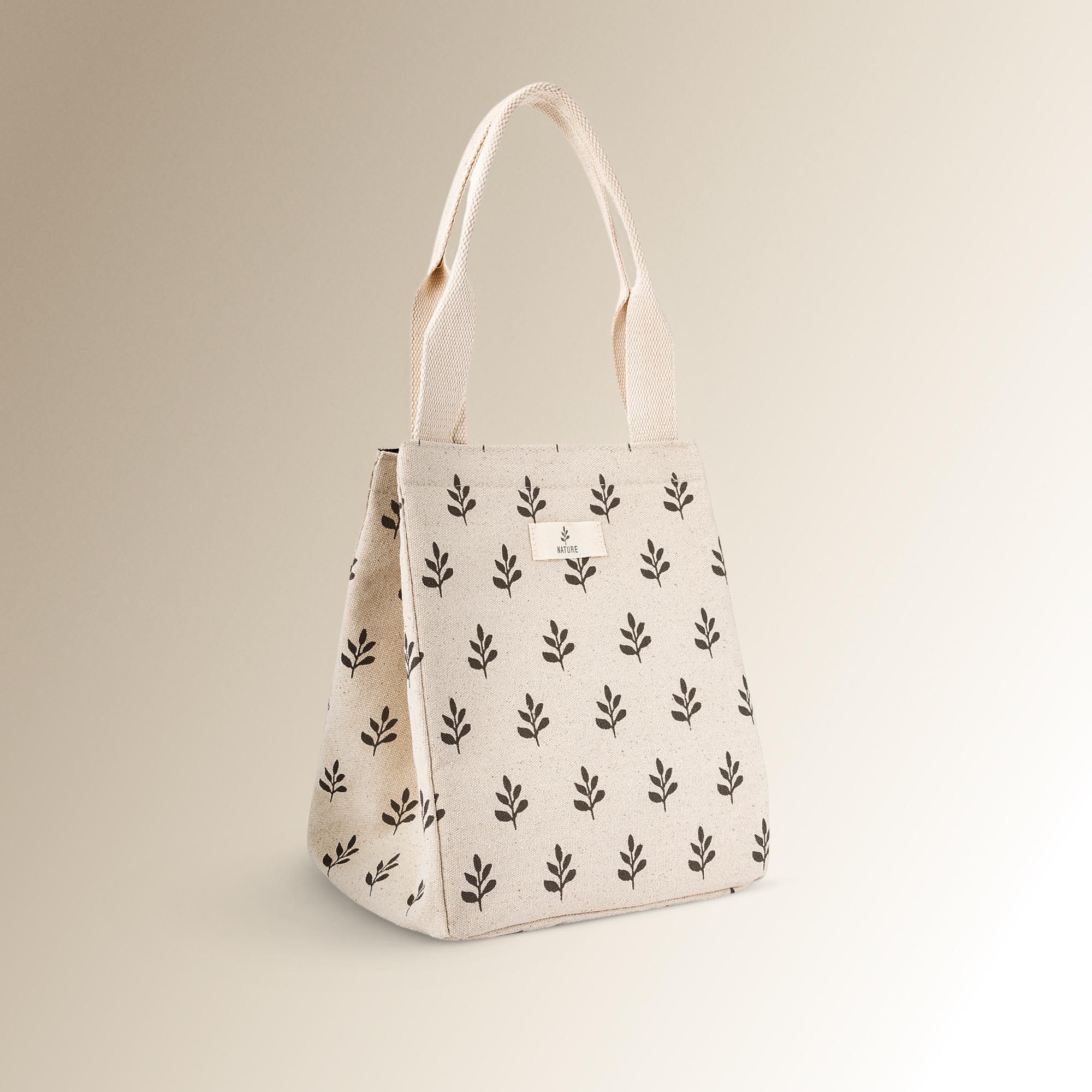 Bolsa térmica com pequenas folhas Save The Planet Bege-2