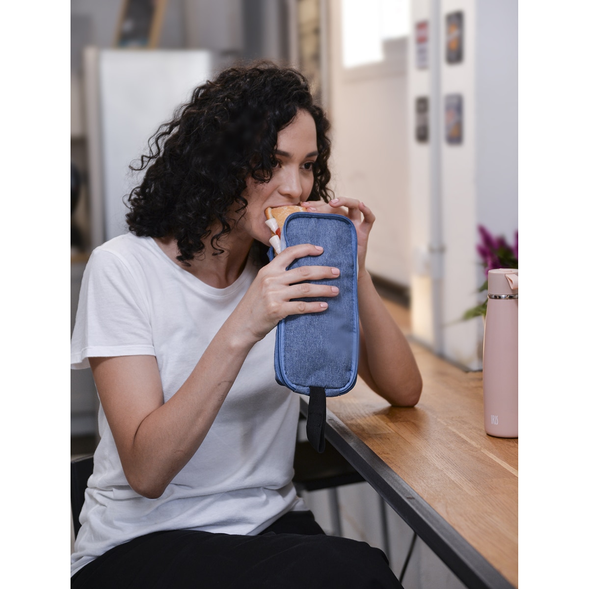 Saco para Sanduíches Zipper & Roll Iris Azul-4