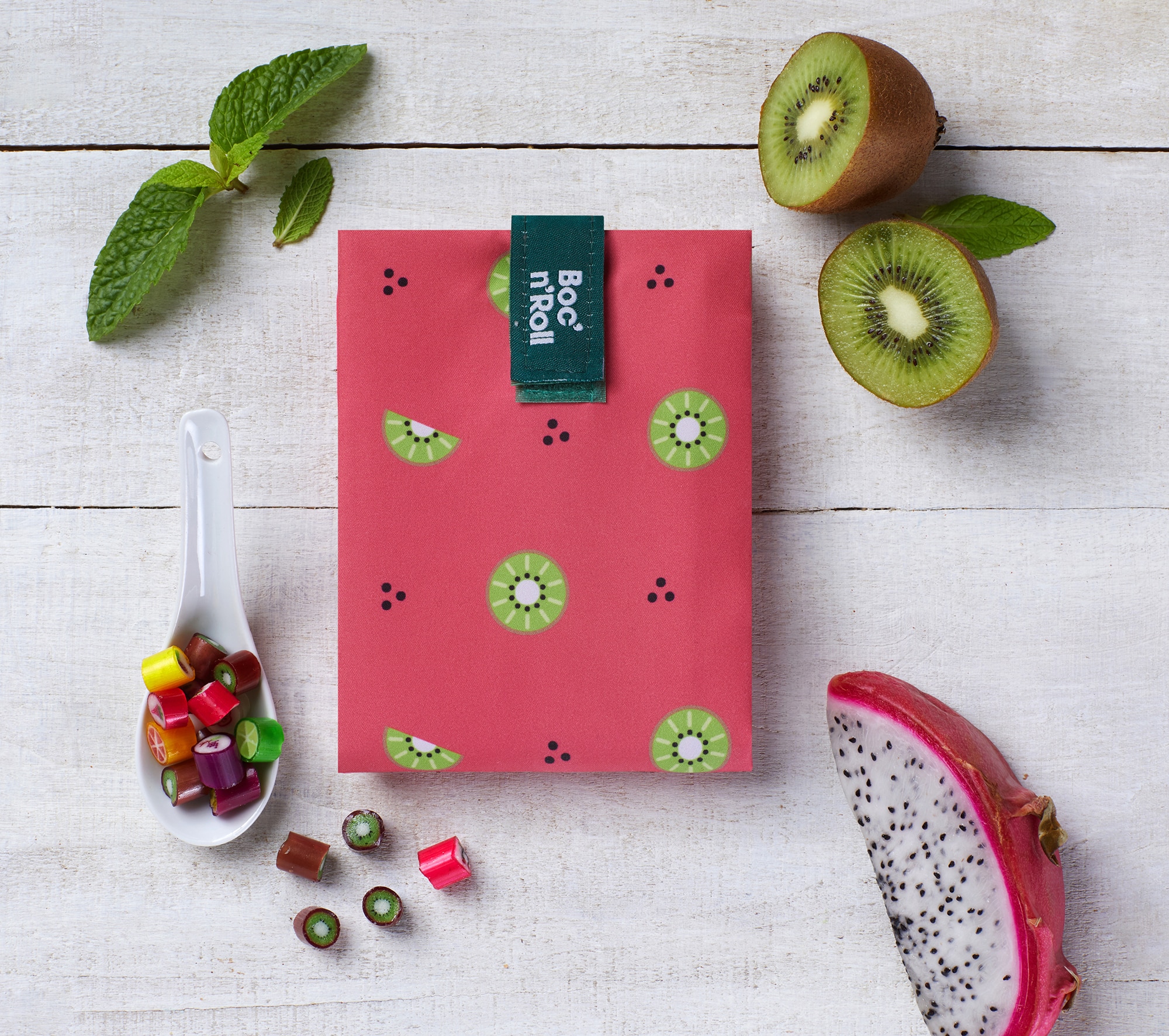 Porta alimentos Boc'N'Roll Fruits Kiwi Roll 'Eat Rojo-3