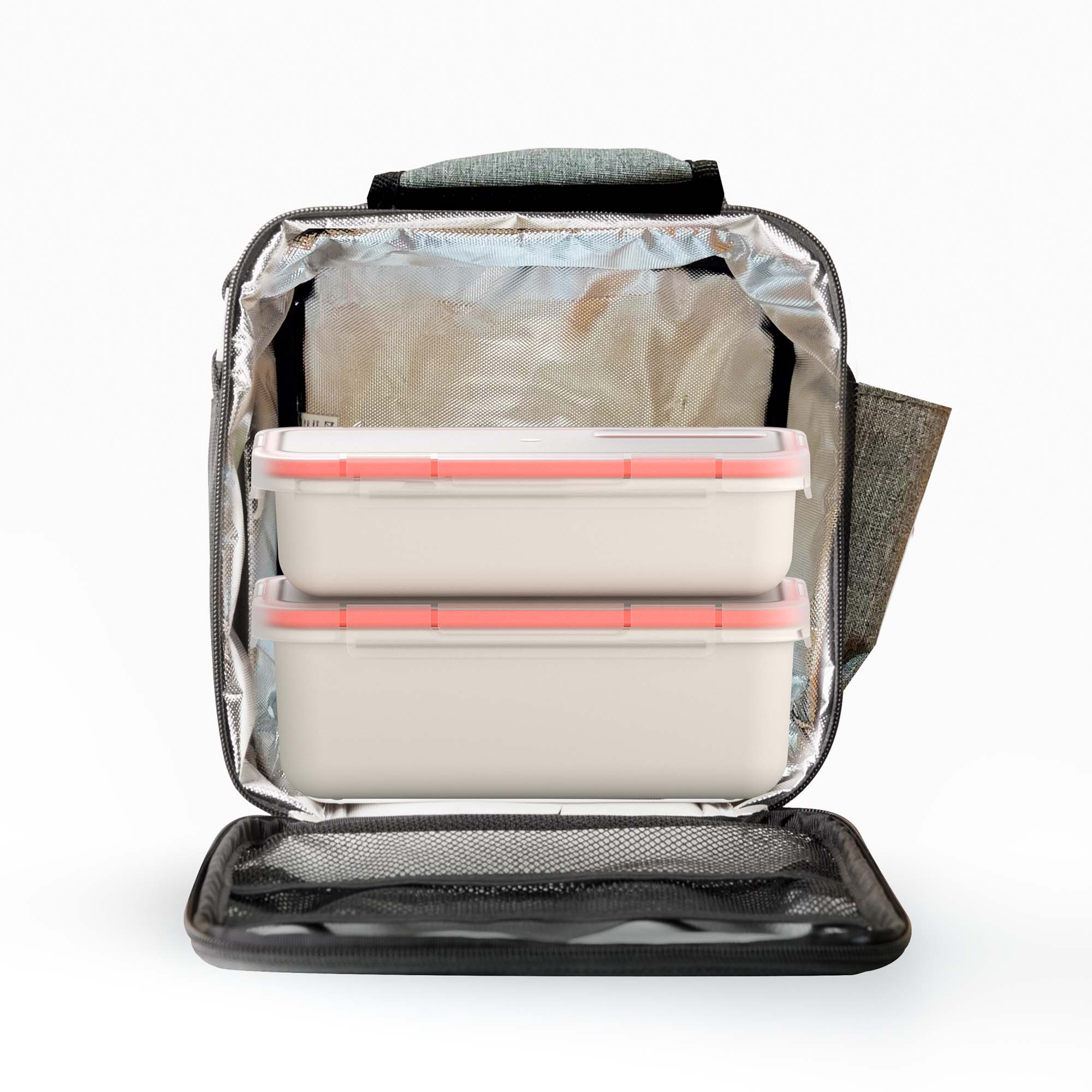 Bolsa porta alimentos con 2 contenedores Soft Valira Gris-2