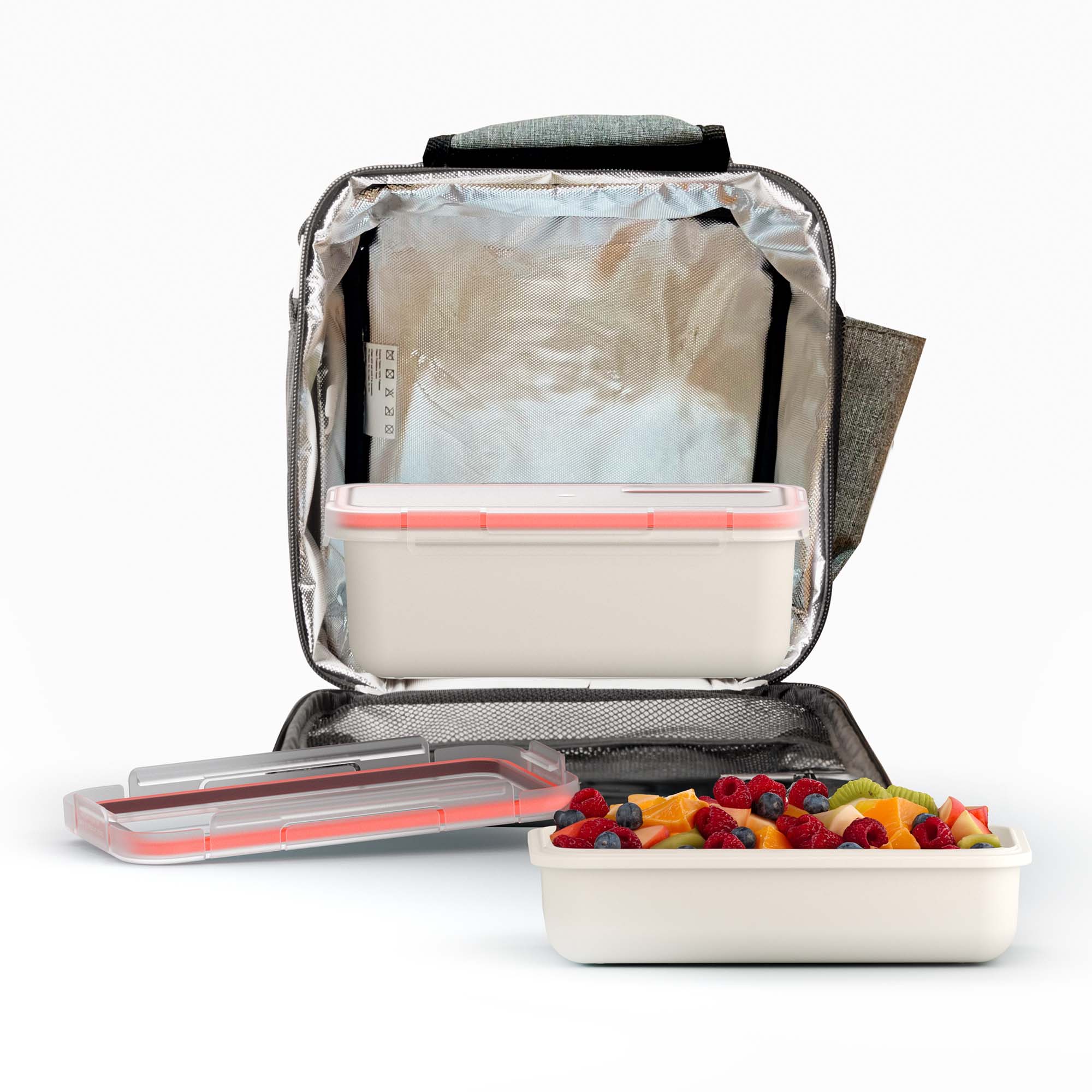 Bolsa porta alimentos con 2 contenedores Soft Valira Gris-3