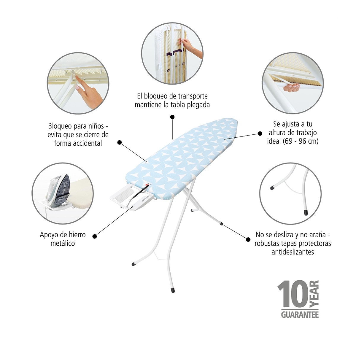 Tábua de Engomar Fresh Breeze - 124x38 cm Azul-3