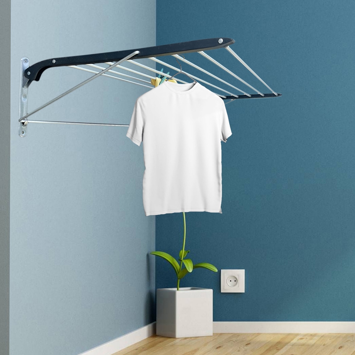 Tendedero de pared plegable Practik Plata-4