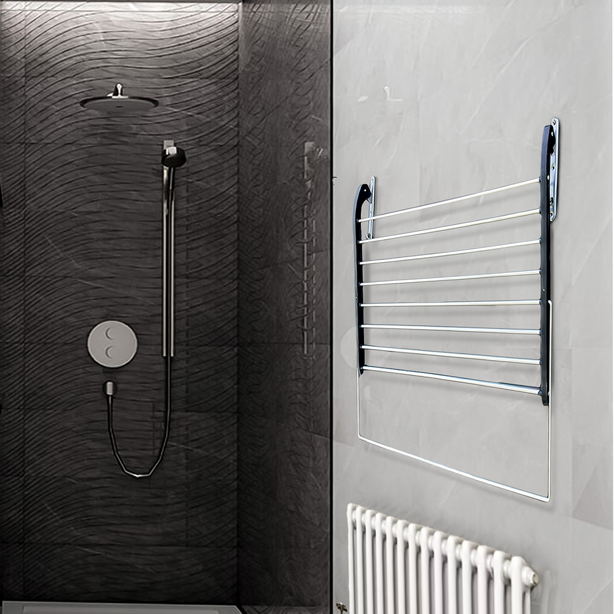 Tendedero de pared plegable Practik Plata-5