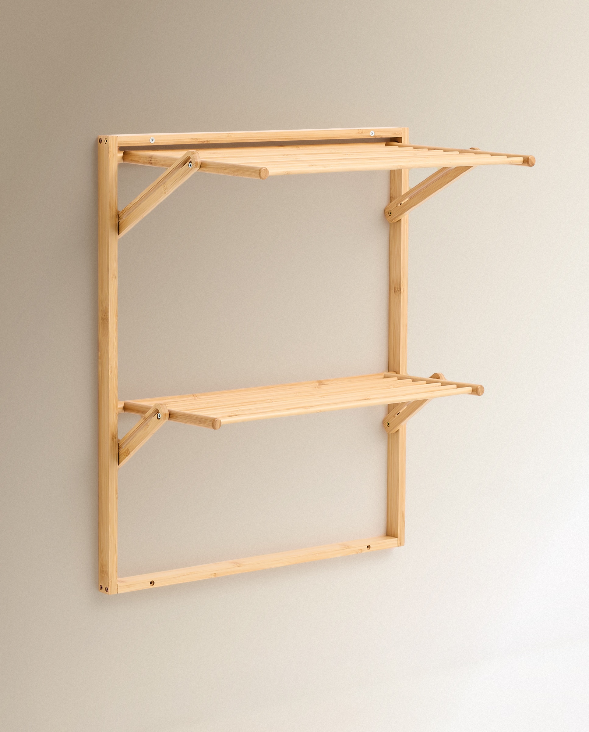 Estendal Dobrável Duplo de Parede Bambu Natural-1