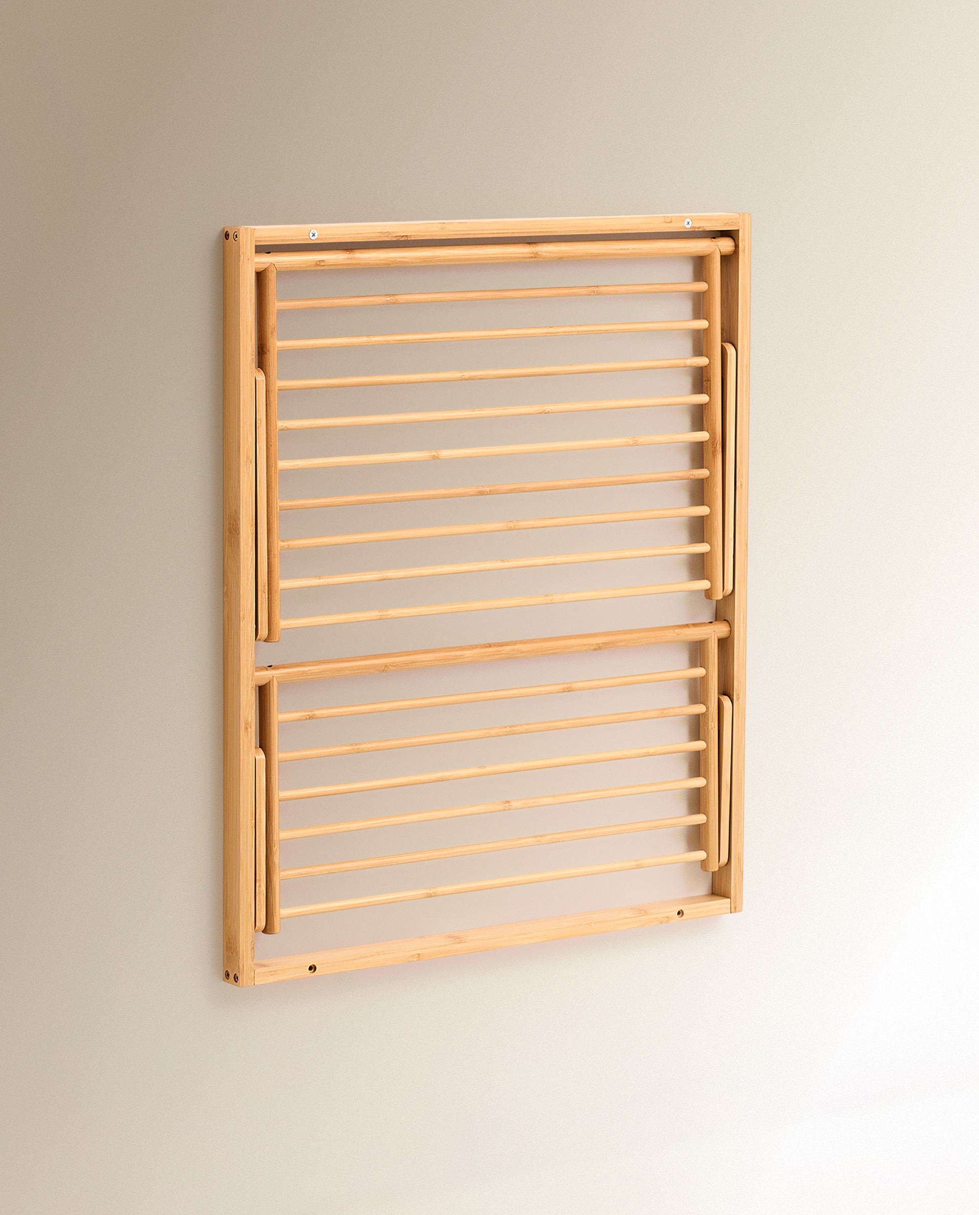 Estendal Dobrável Duplo de Parede Bambu Natural-2