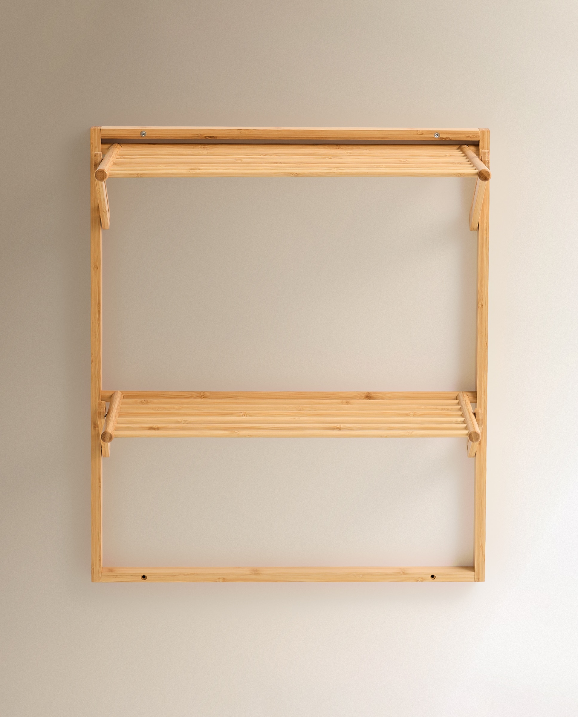 Estendal Dobrável Duplo de Parede Bambu Natural-3