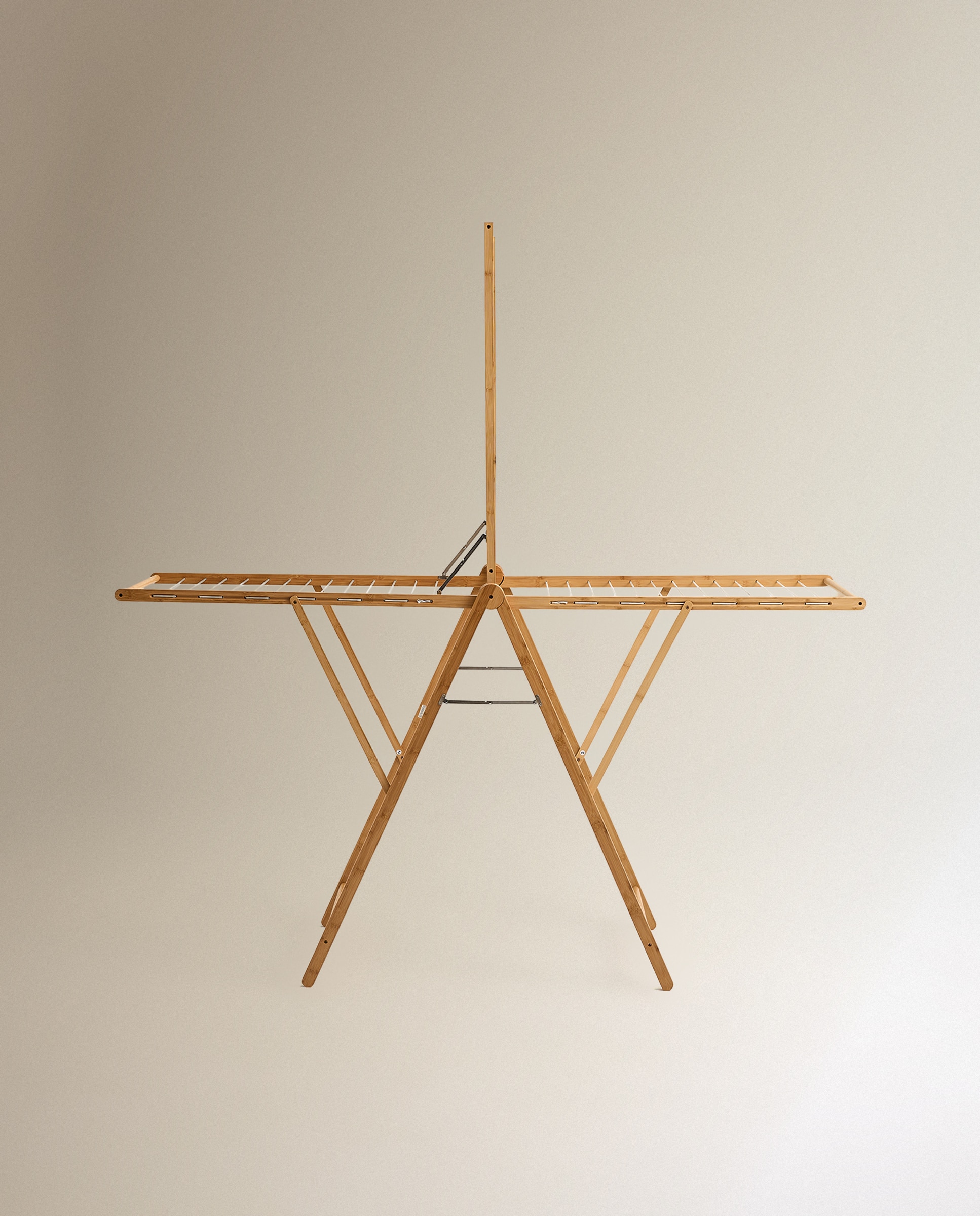 Estendal Dobrável com Barra Bambu Natural-2