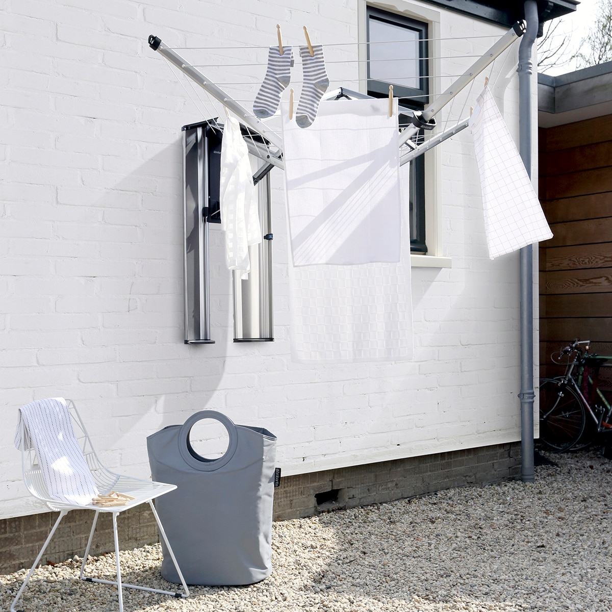 Estendal para exterior e interior dobrável Wallfix Cinzento-11