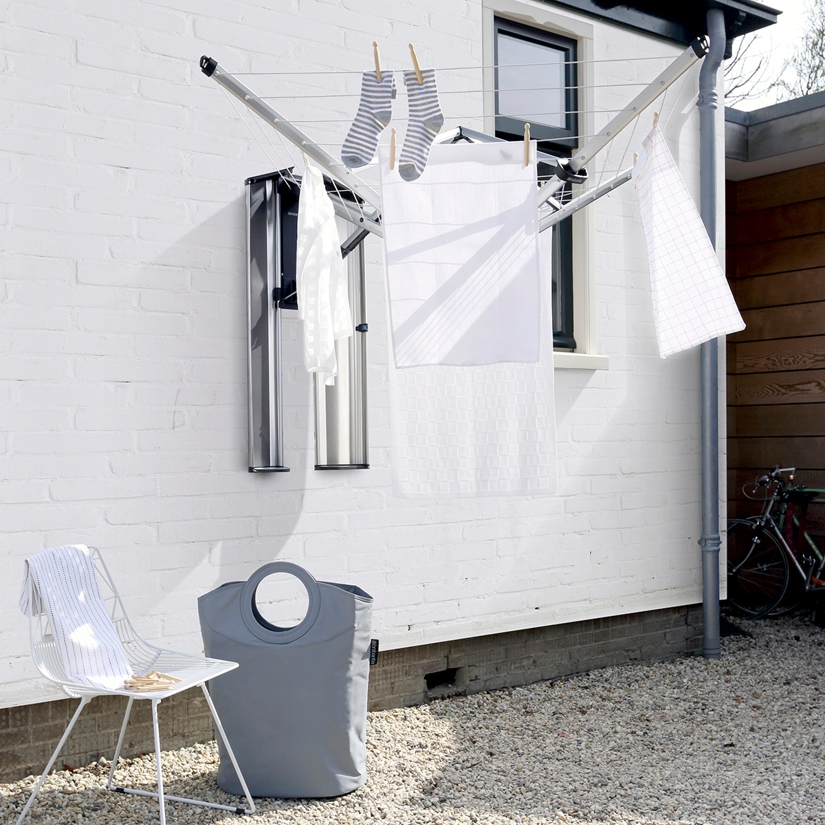 Estendal para exterior e interior dobrável Wallfix Cinzento-13