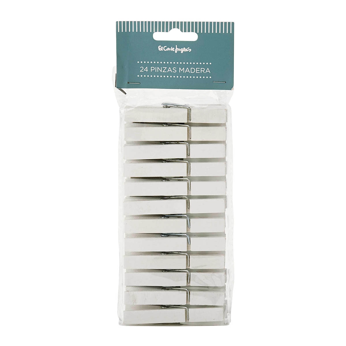 Conjunto de 24 molas de madeira brancas El Corte Inglés Branco-2