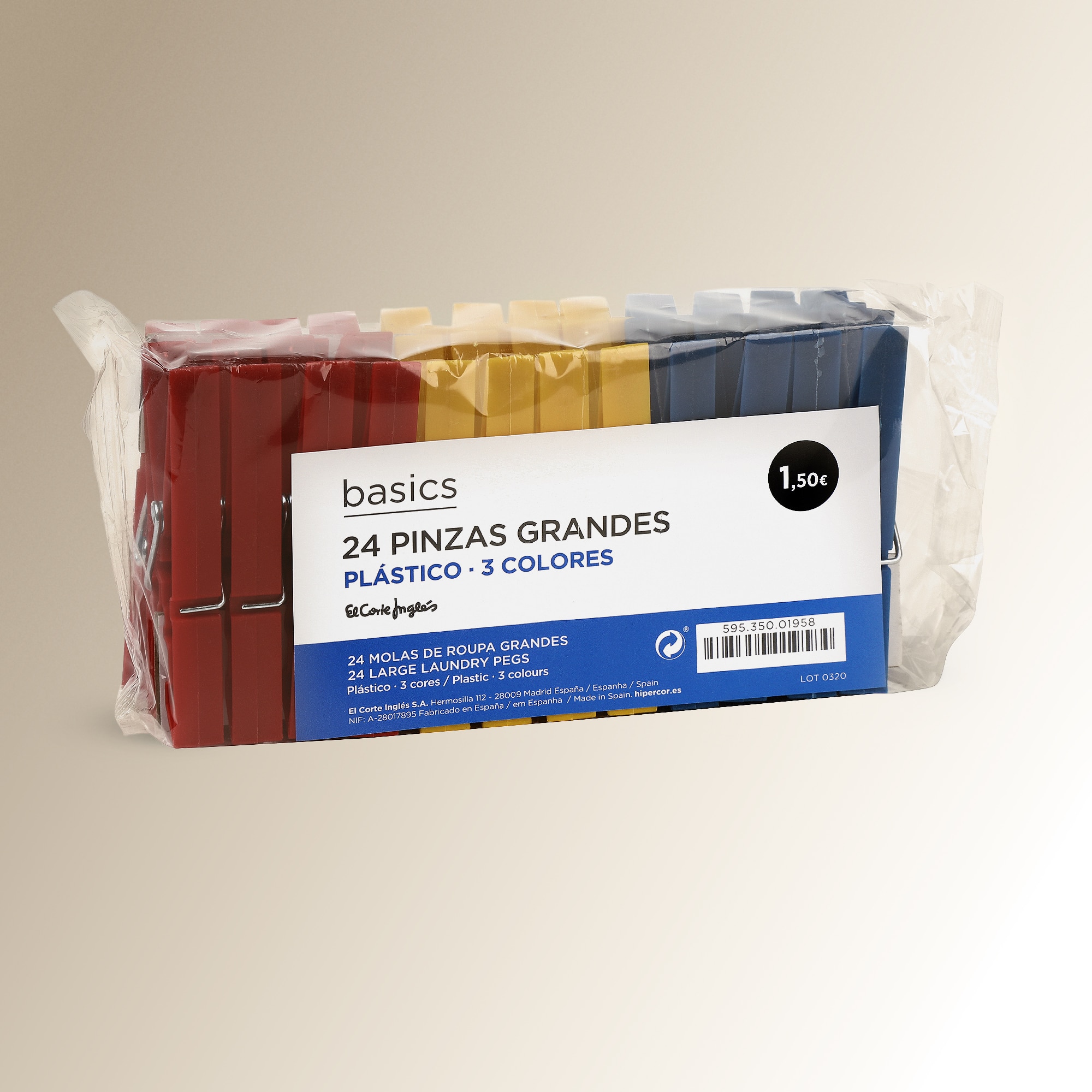 Set 24 pinzas para la ropa Basic El Corte Inglés Multicolor-2