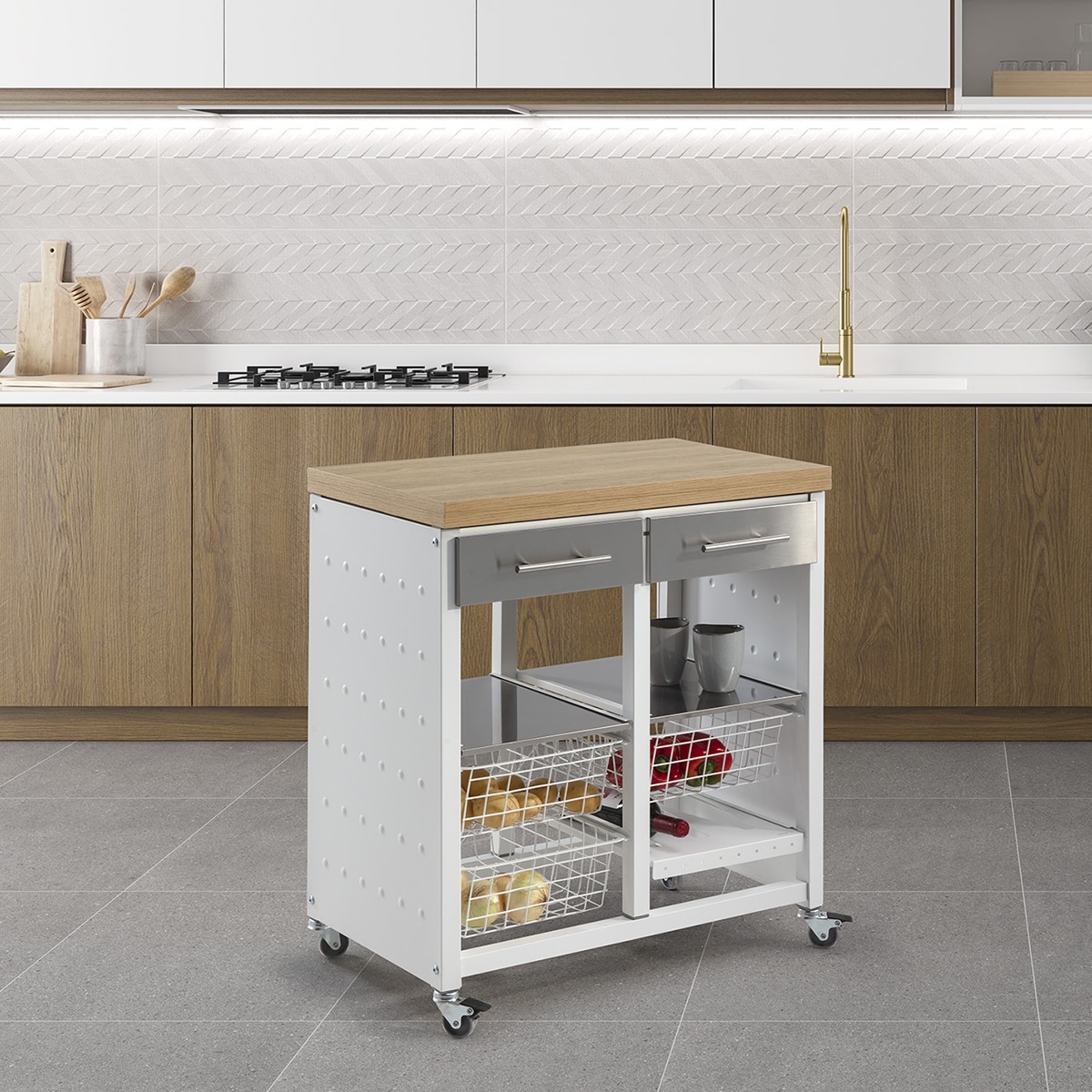 Trolley para verduras duplo conversível em mesa Eko Natural-2