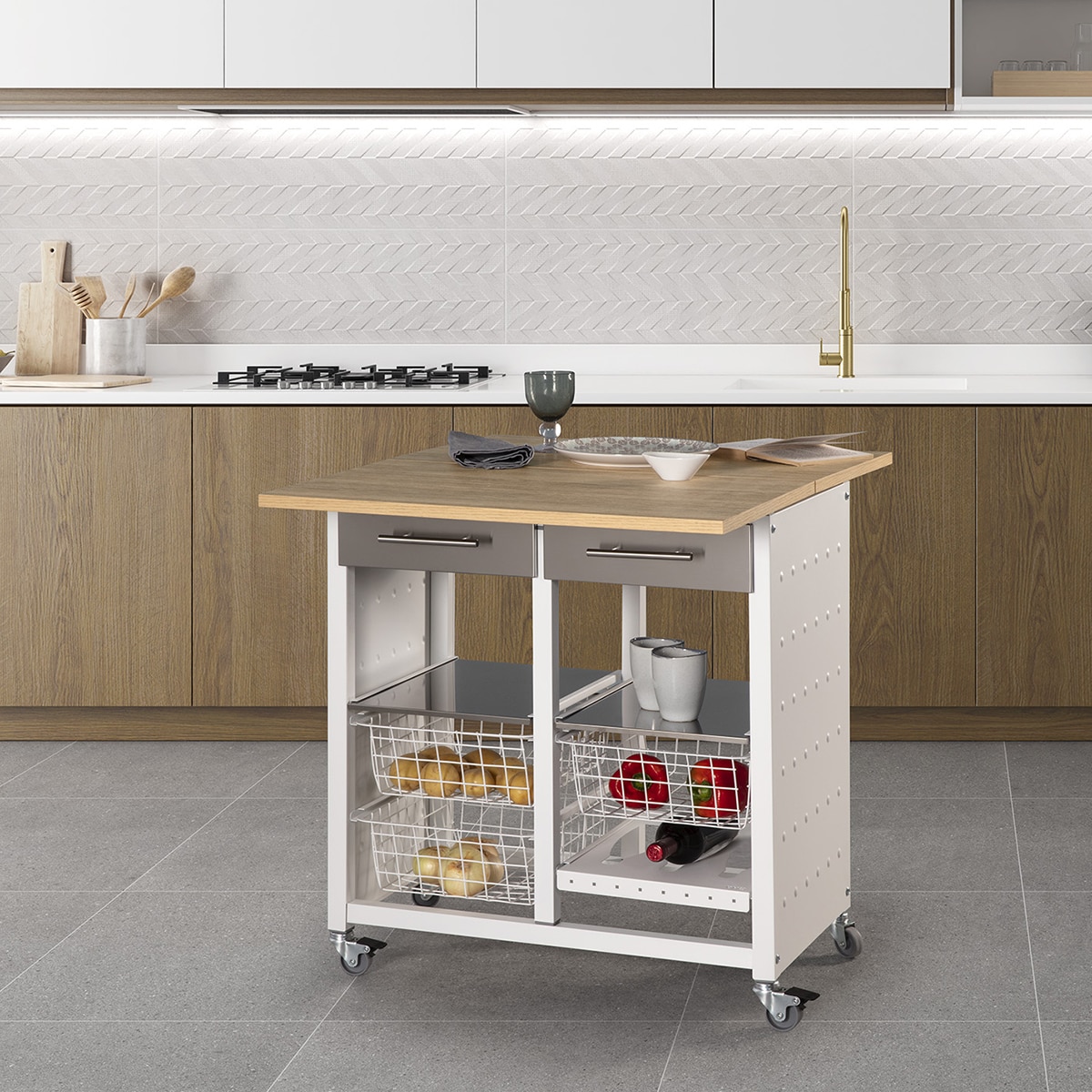 Trolley para verduras duplo conversível em mesa Eko Natural-3
