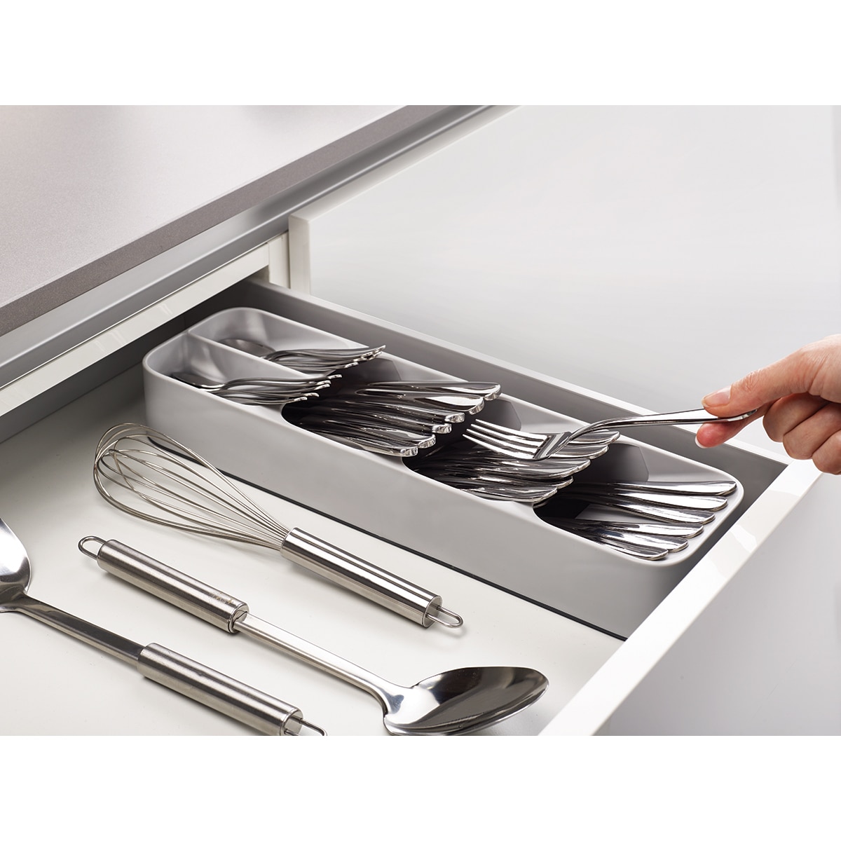 Tabuleiro de talheres compacto DrawerStore™ Cinzento-7