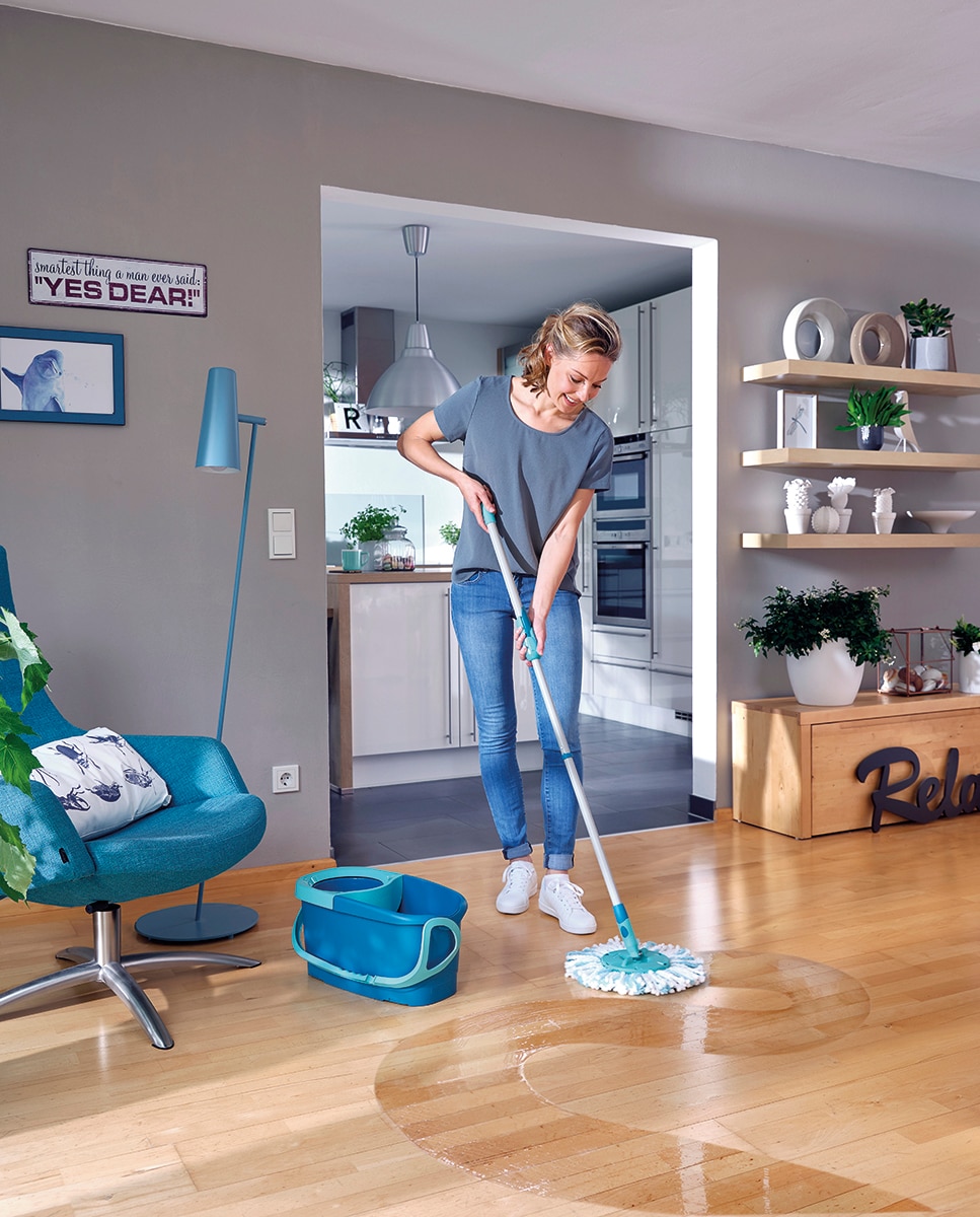 Conjunto de limpeza balde + esfregona Twist Disc Mop Azul-7