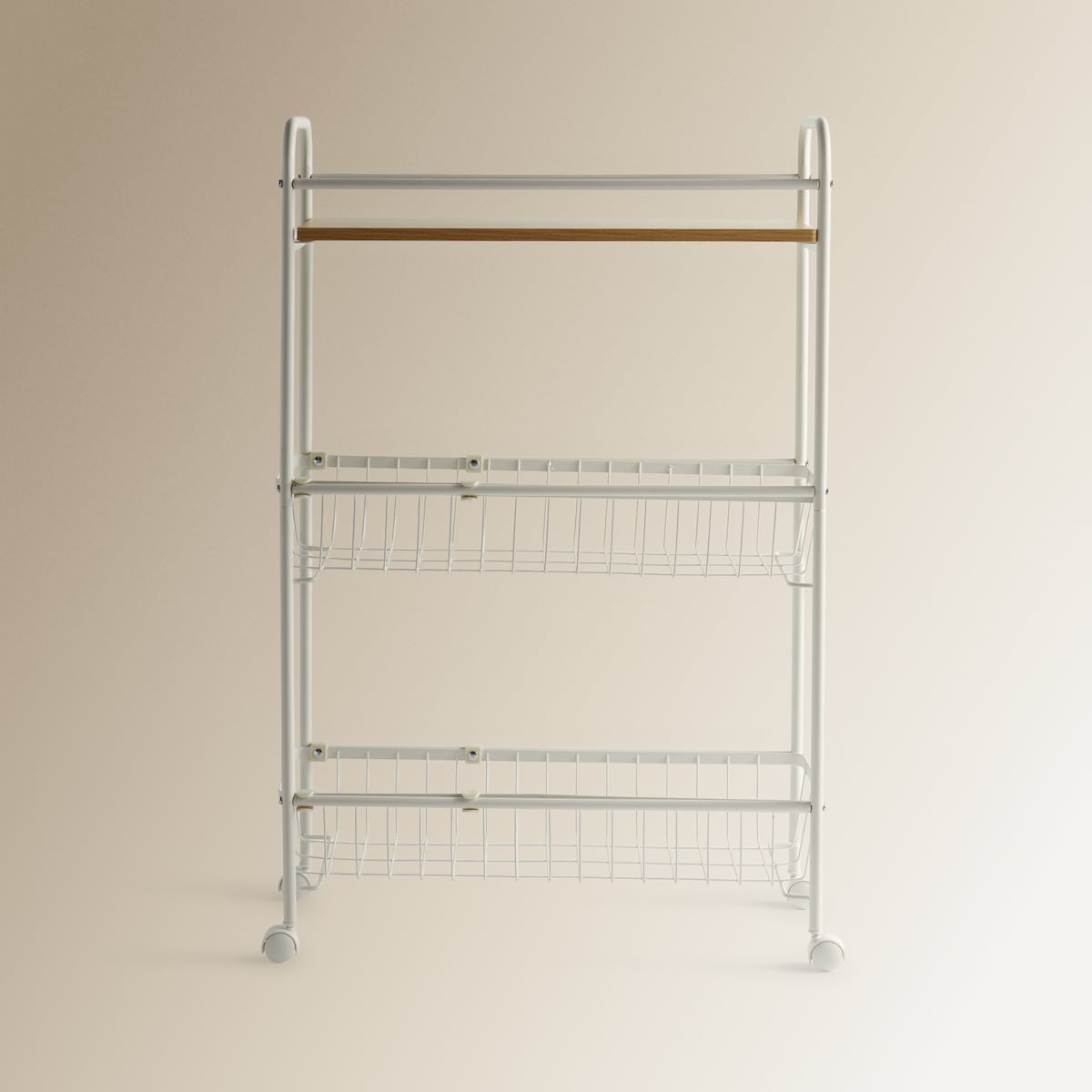 Carrinho Multiusos com Prateleira de Madeira Branco-2