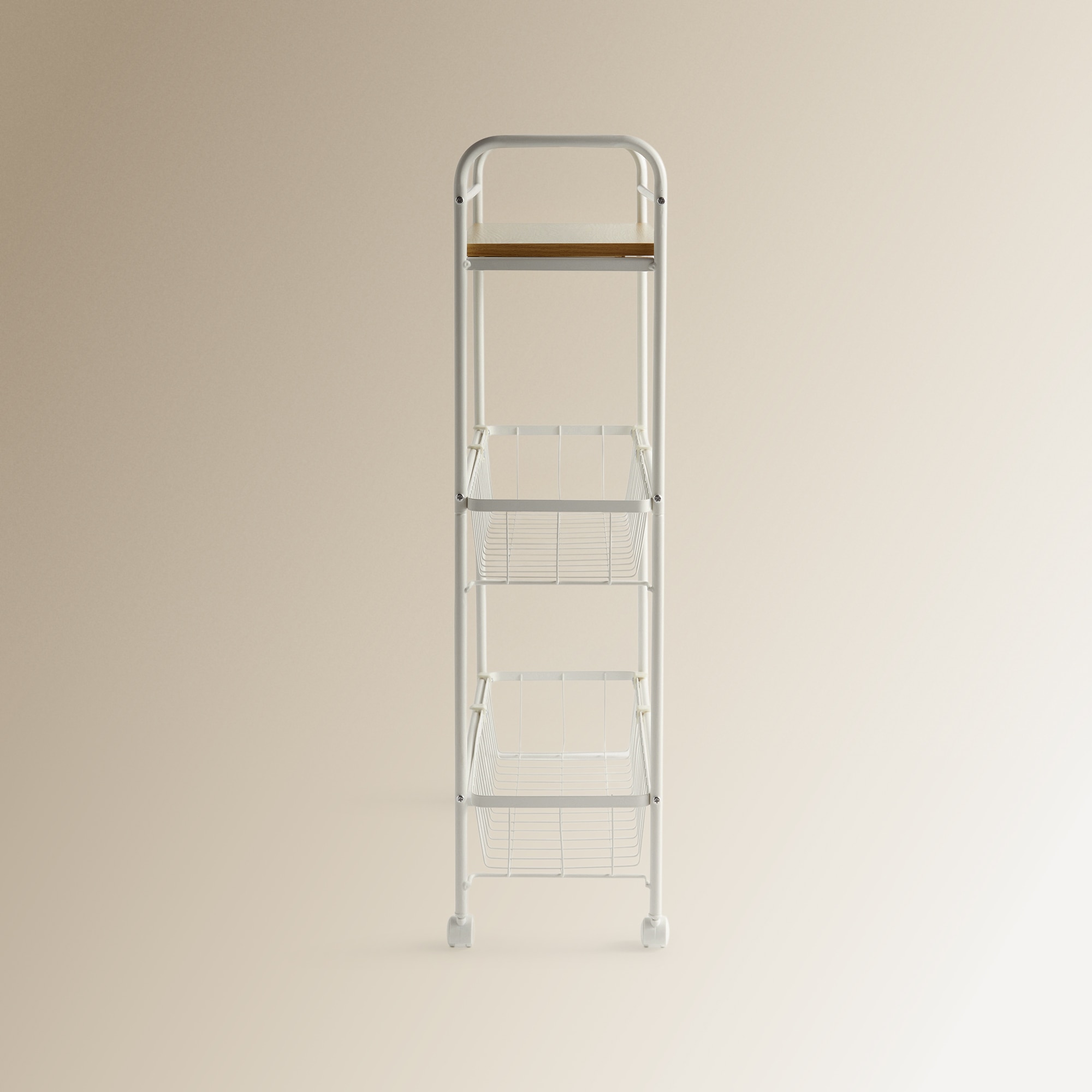 Carrinho Multiusos com Prateleira de Madeira Branco-3