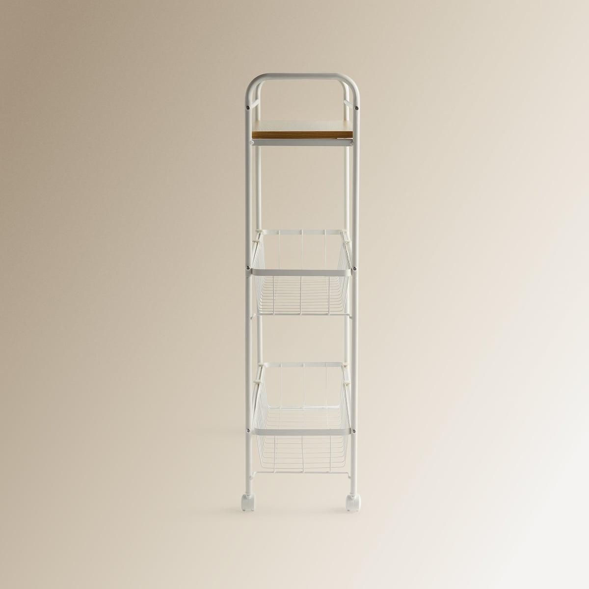 Carrinho Multiusos com Prateleira de Madeira Branco-3