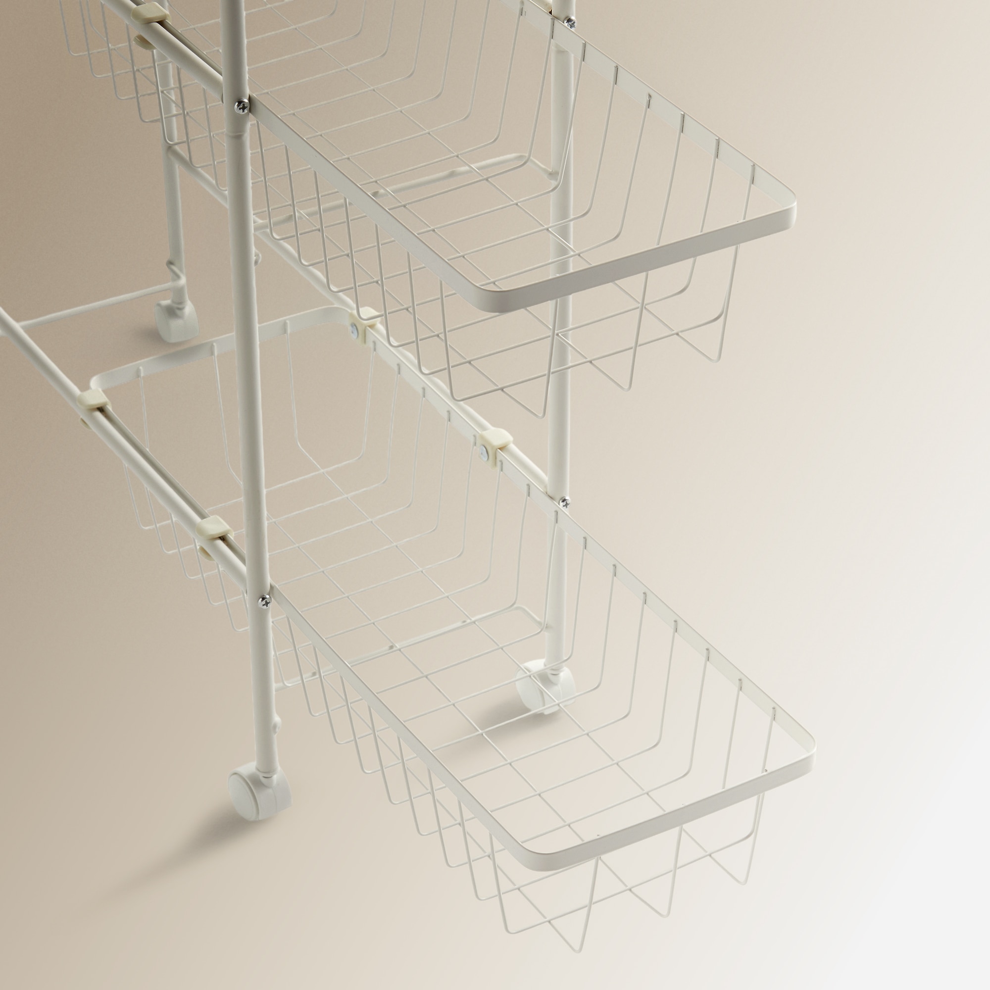 Carrinho Multiusos com Prateleira de Madeira Branco-4