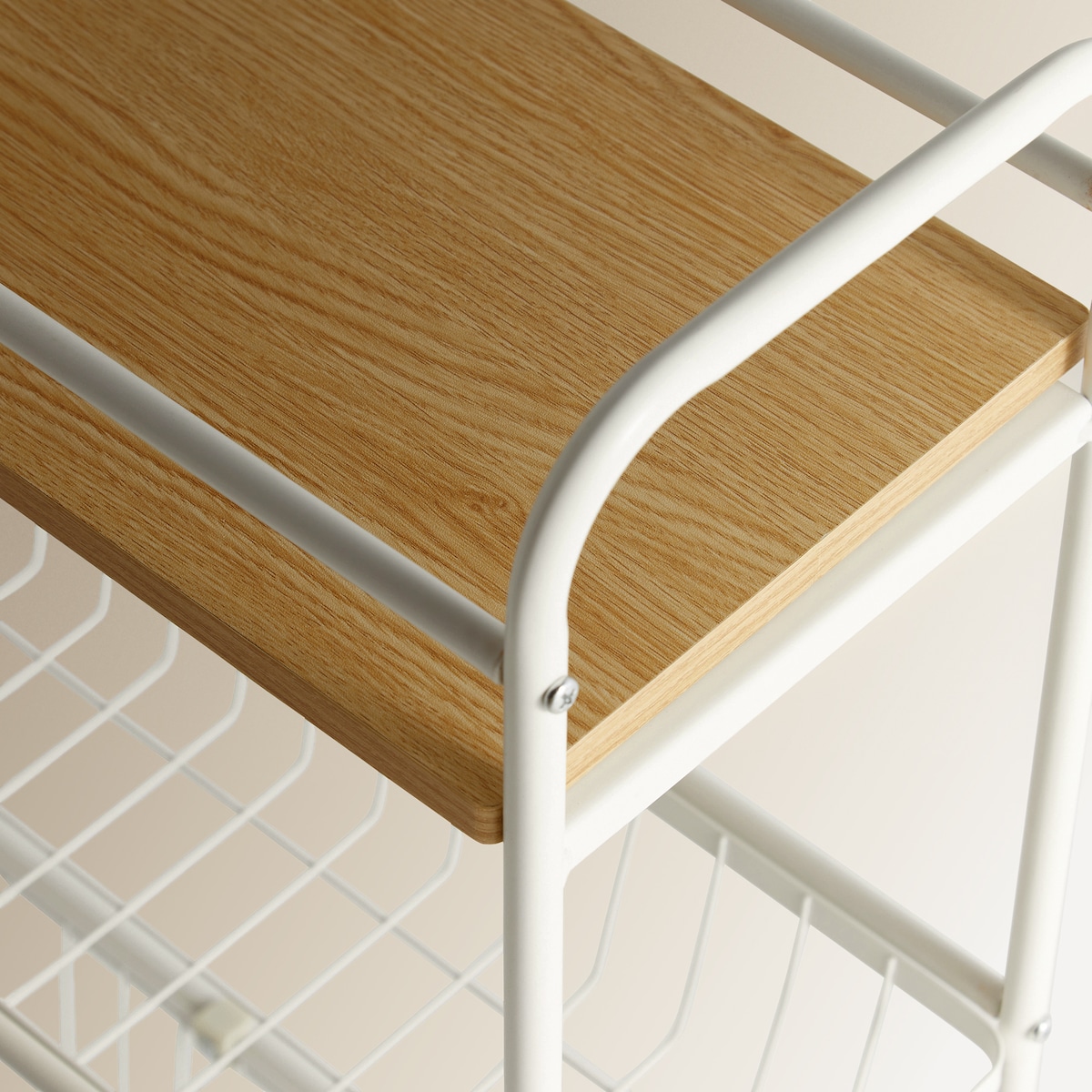 Carrinho Multiusos com Prateleira de Madeira Branco-5