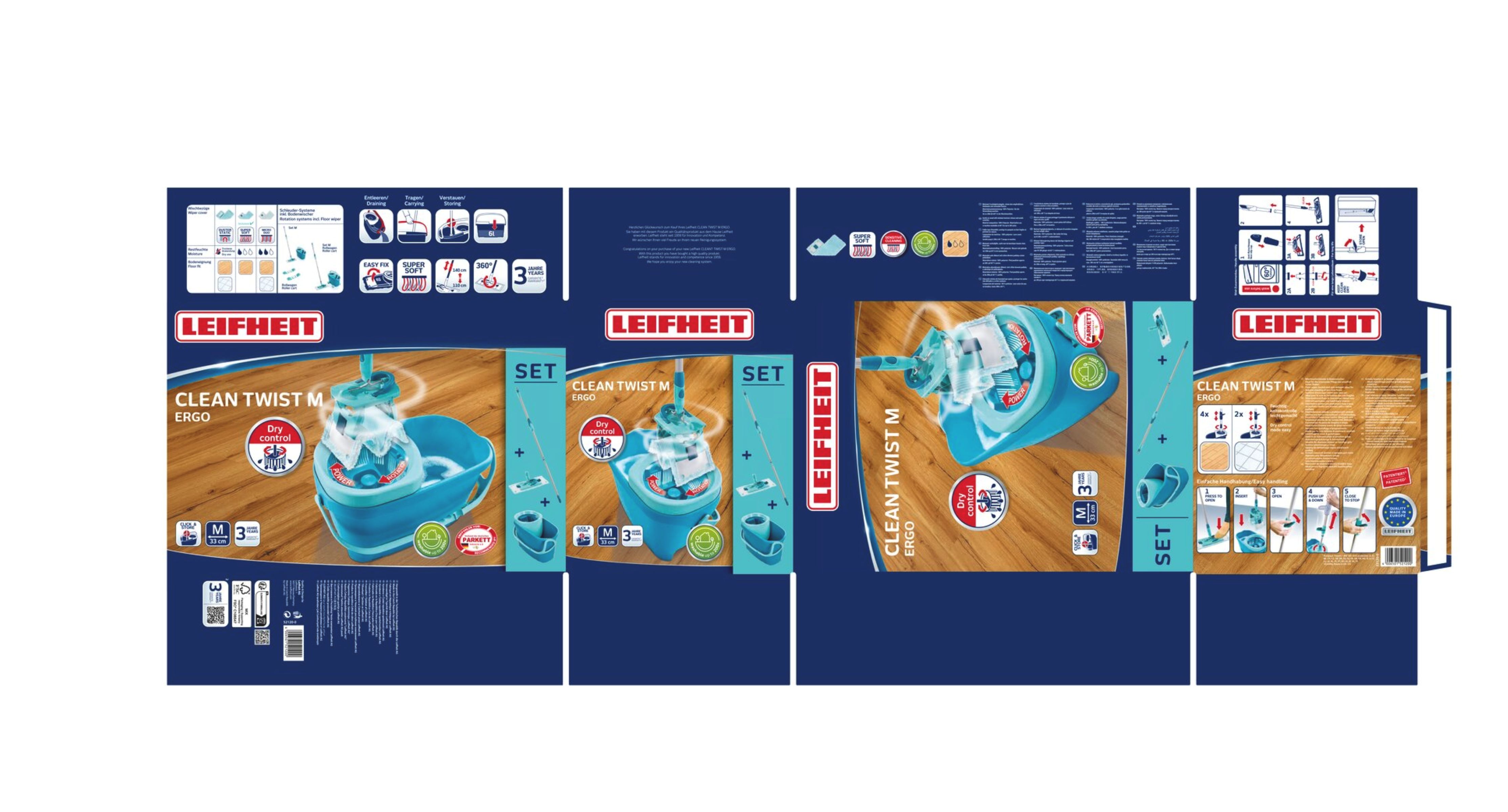 Conjunto de Esfregona e Balde Clean Twist M Ergo Turquesa-16