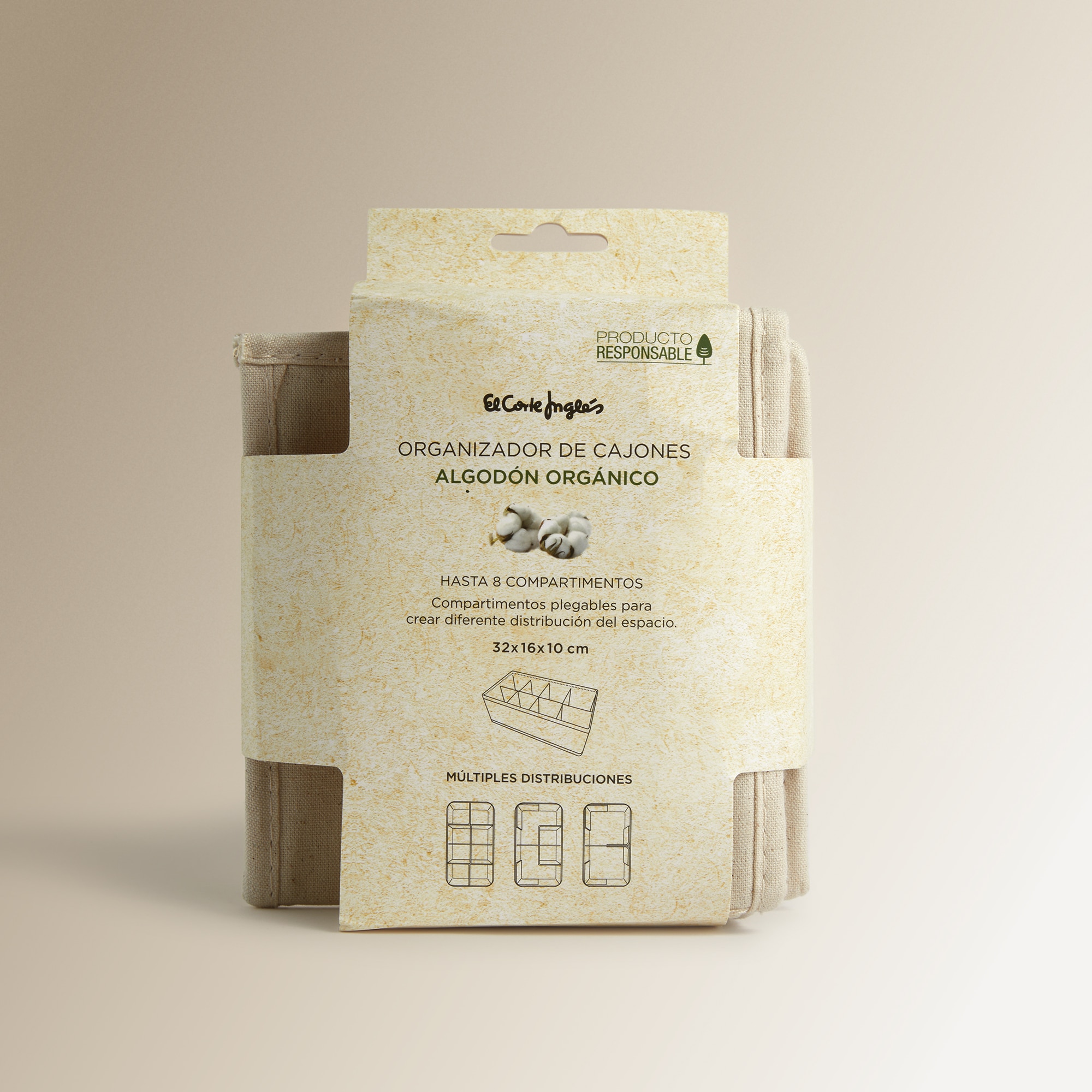 Organizador de Gavetas de Algodão com Compartimentos Branco-5