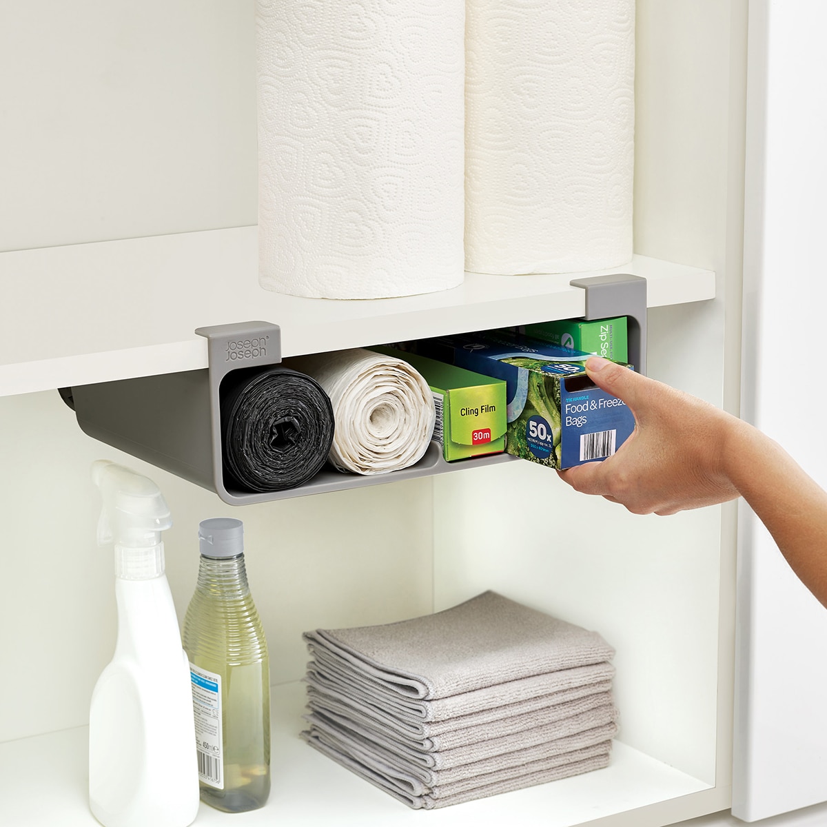 Organizador de Sacos de Cozinha CupboardStore Grande Cinzento-claro-7