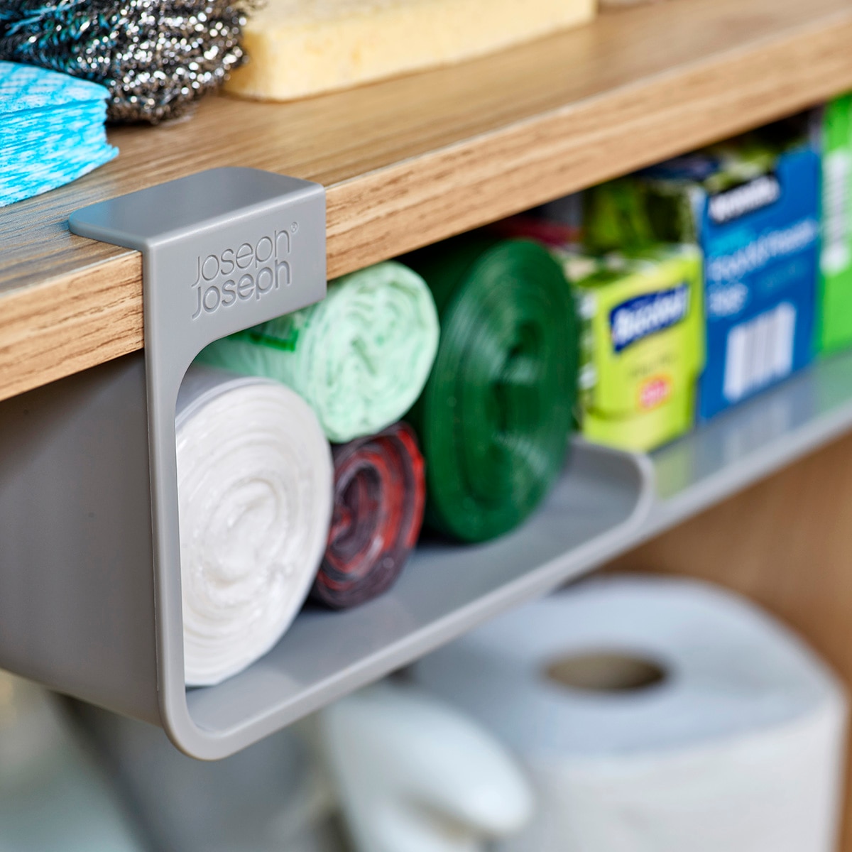 Organizador de Sacos de Cozinha CupboardStore Grande Cinzento-claro-9