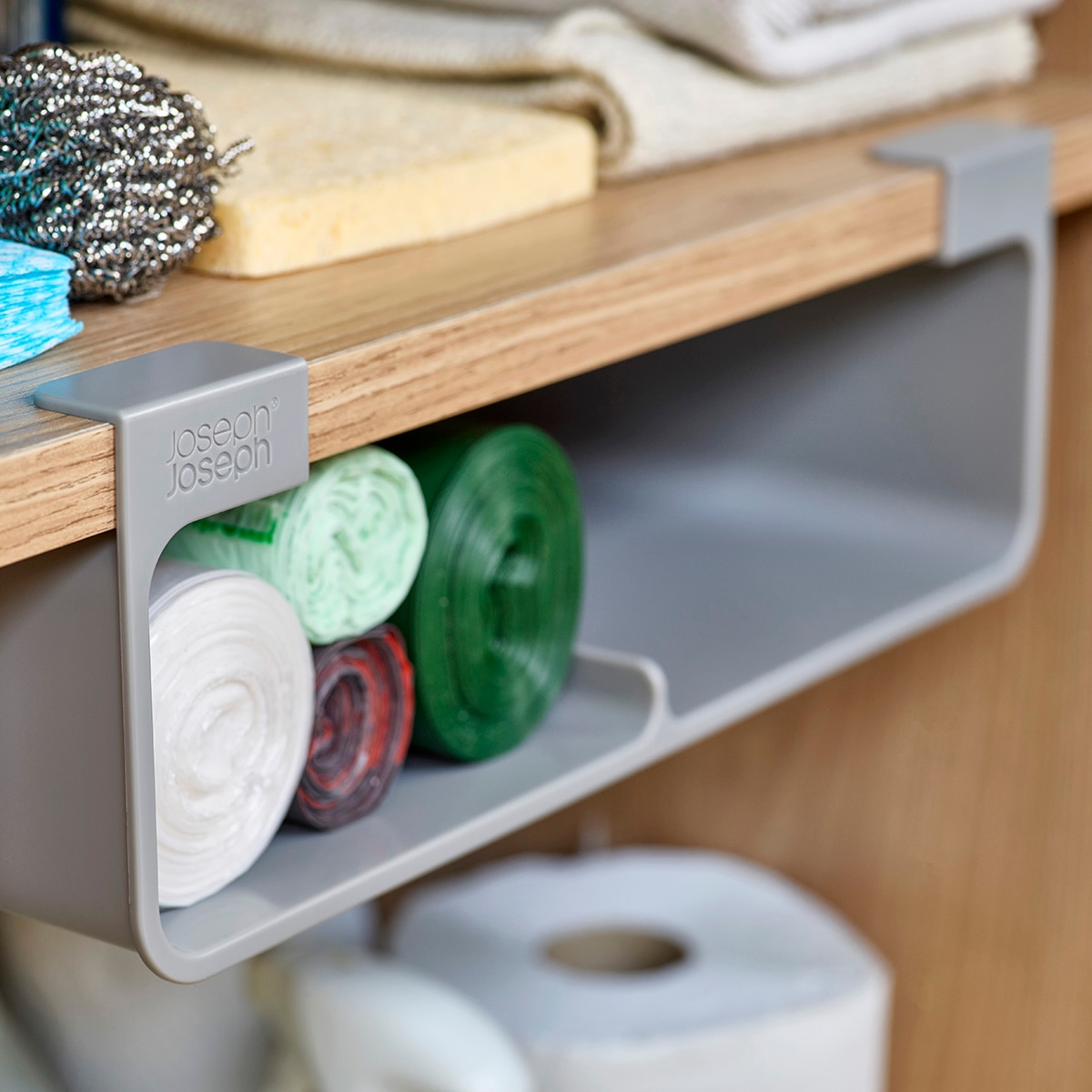 Organizador de Sacos de Cozinha CupboardStore Grande Cinzento-claro-10