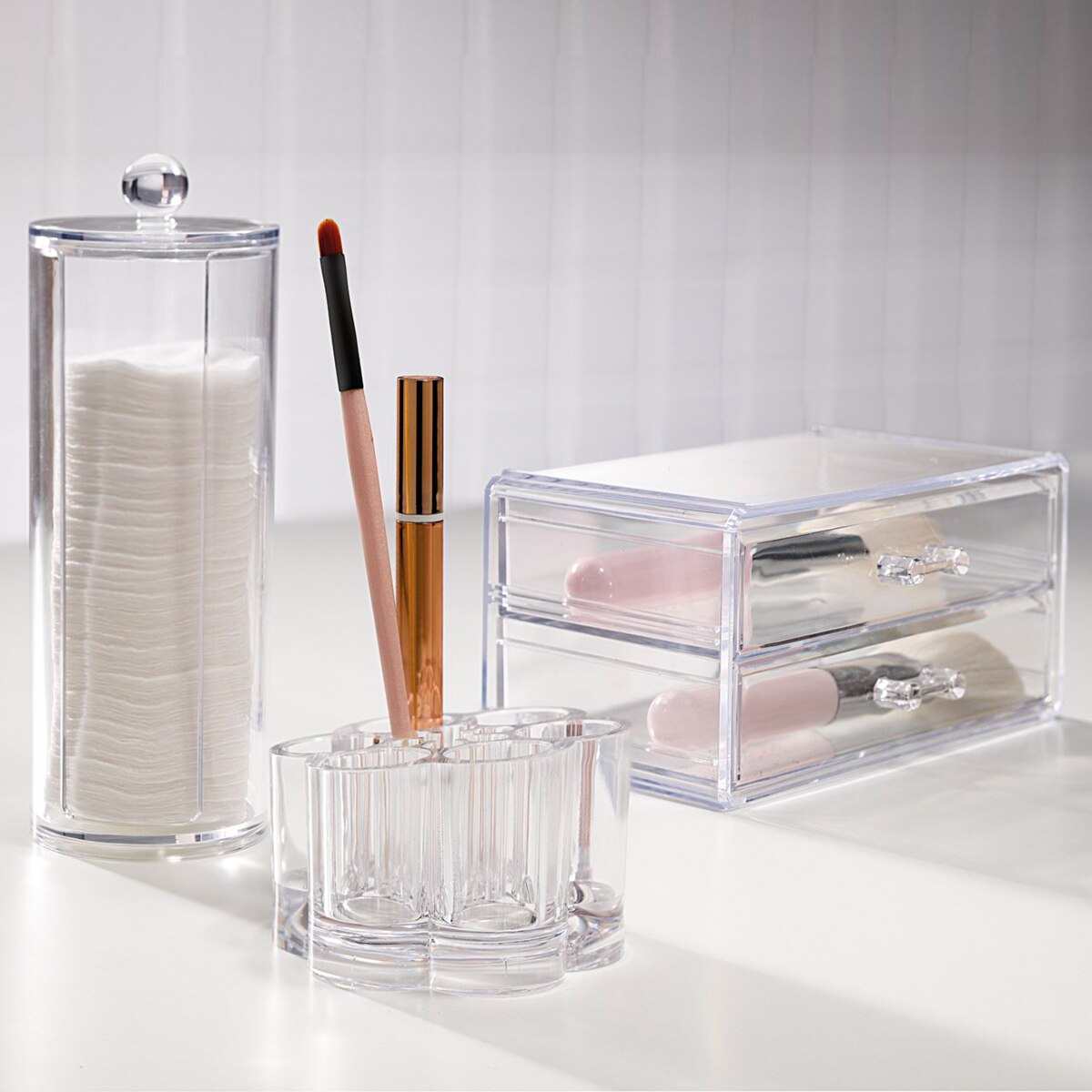 Organizador de cosméticos alto com tampa El Corte Inglés Transparente-2