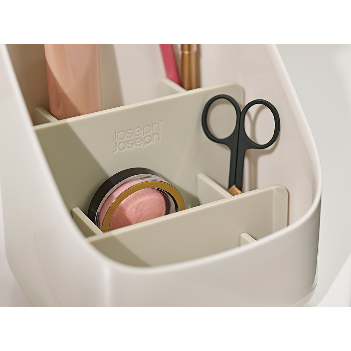 Organizador de cosméticos com espelho extraível Branco-10