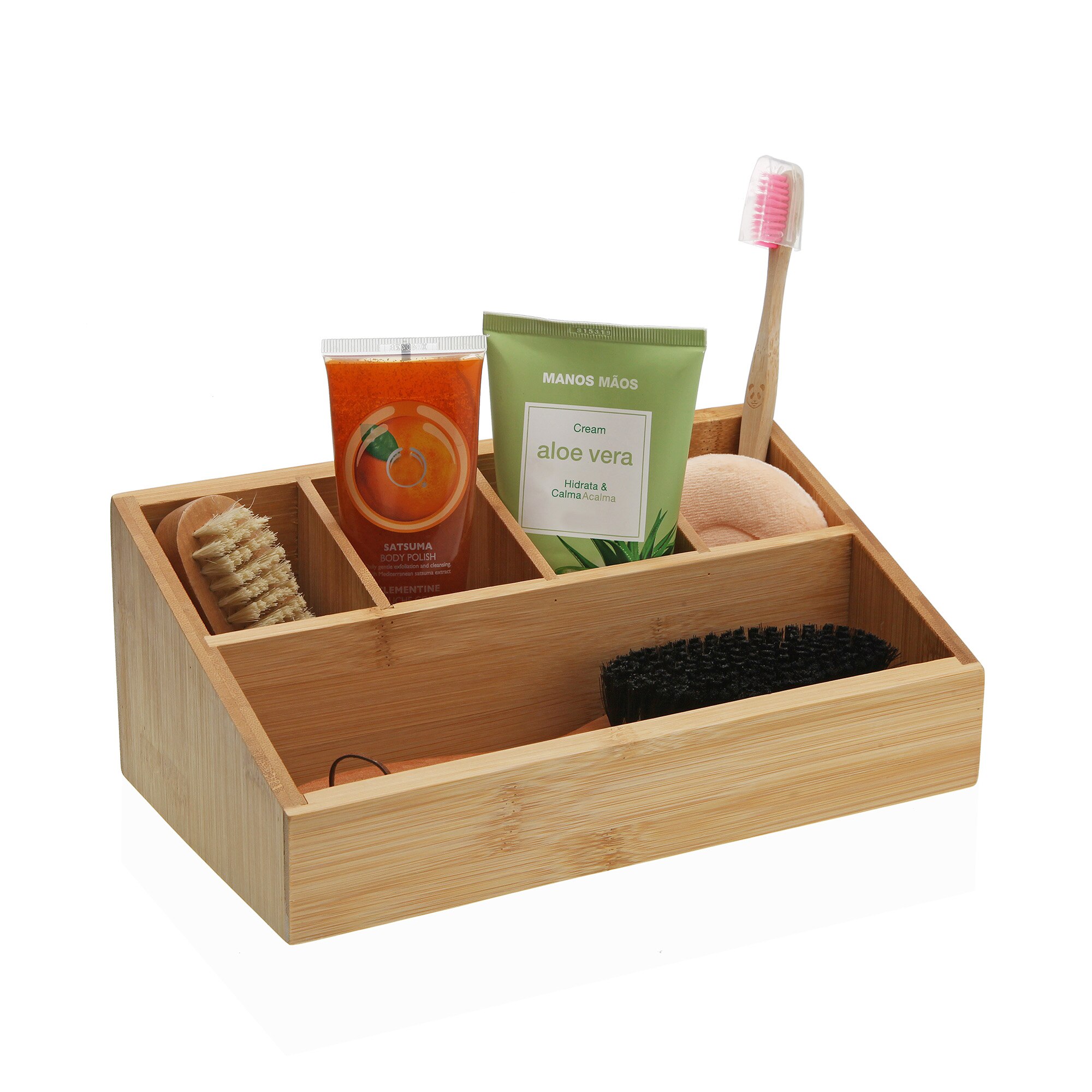 Organizador com 5 Compartimentos Bambu Natural-2