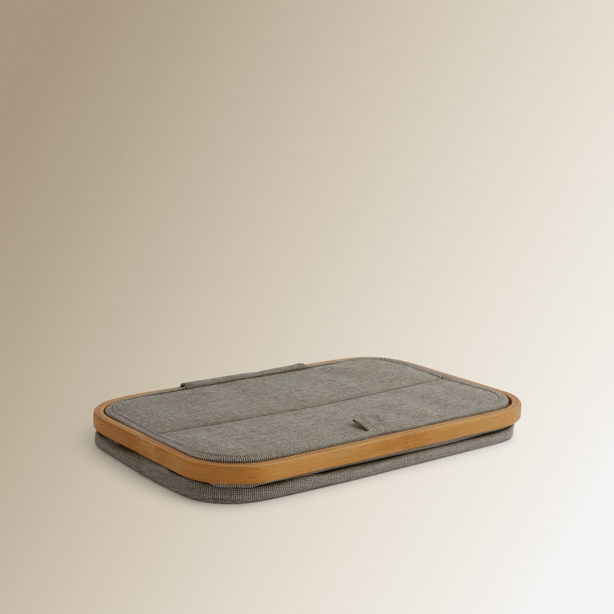 Cesta Organizadora com Tampa Tecido + Bambu Room Cinzento / Natural-8