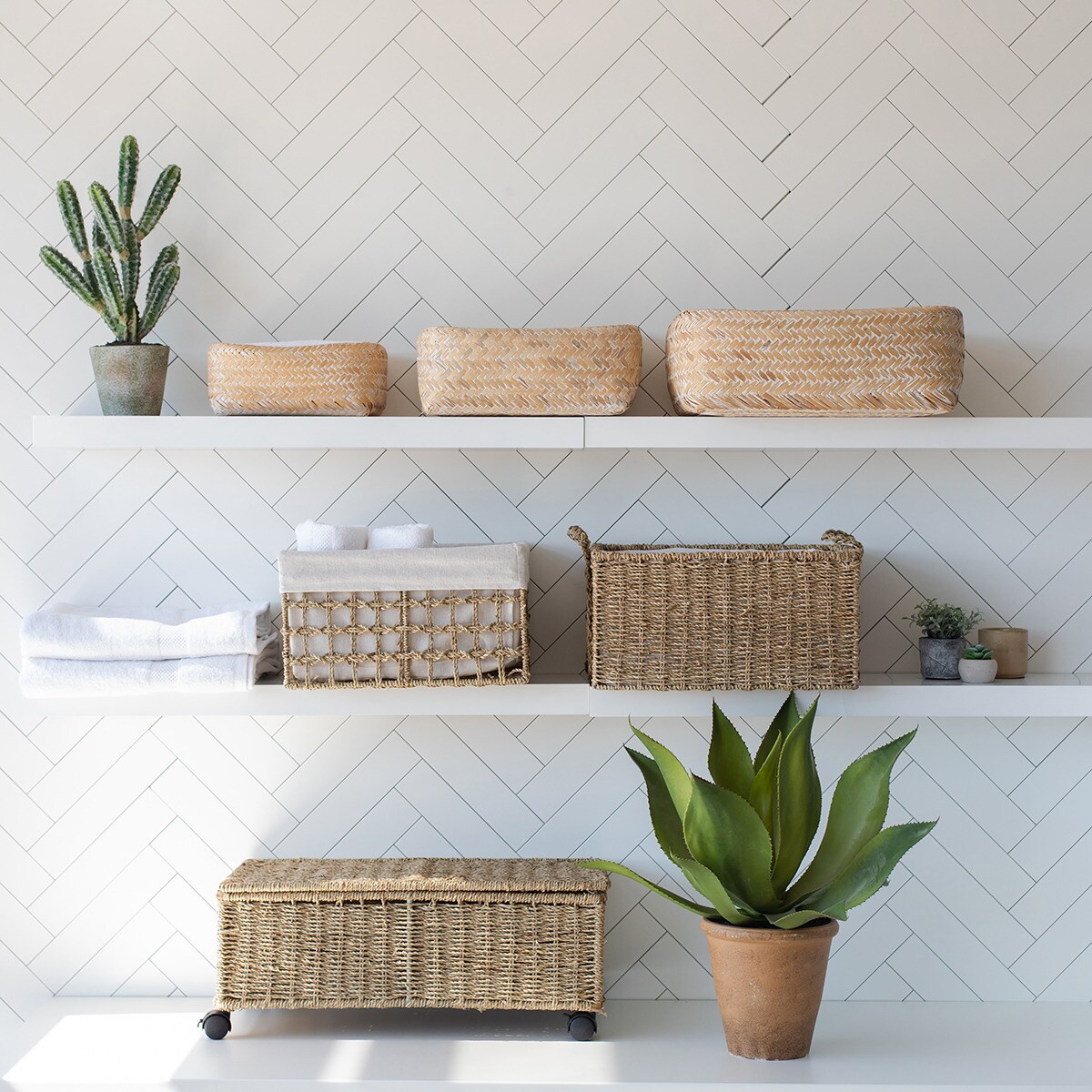 Cesta de fibra natural Seagrass Natural-2