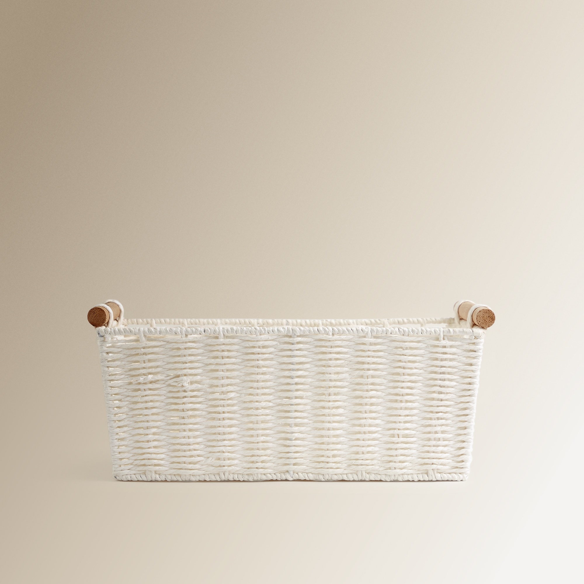 Cesta com asas de madeira Branco-2