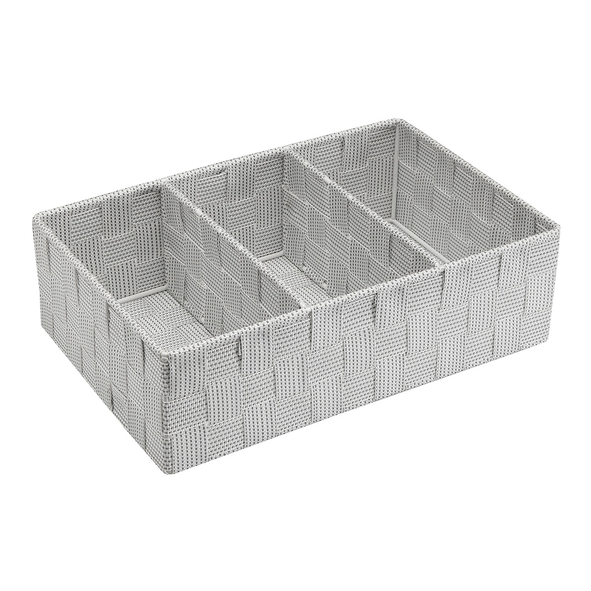 Cesta organizadora con 3 compartimentos Nylon trenzado Versa Gris-1