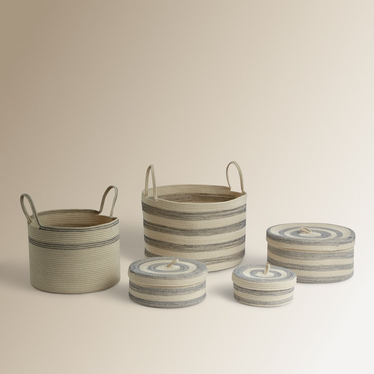 Cesto Organizador com Tampa Odón Cru / Azul-5