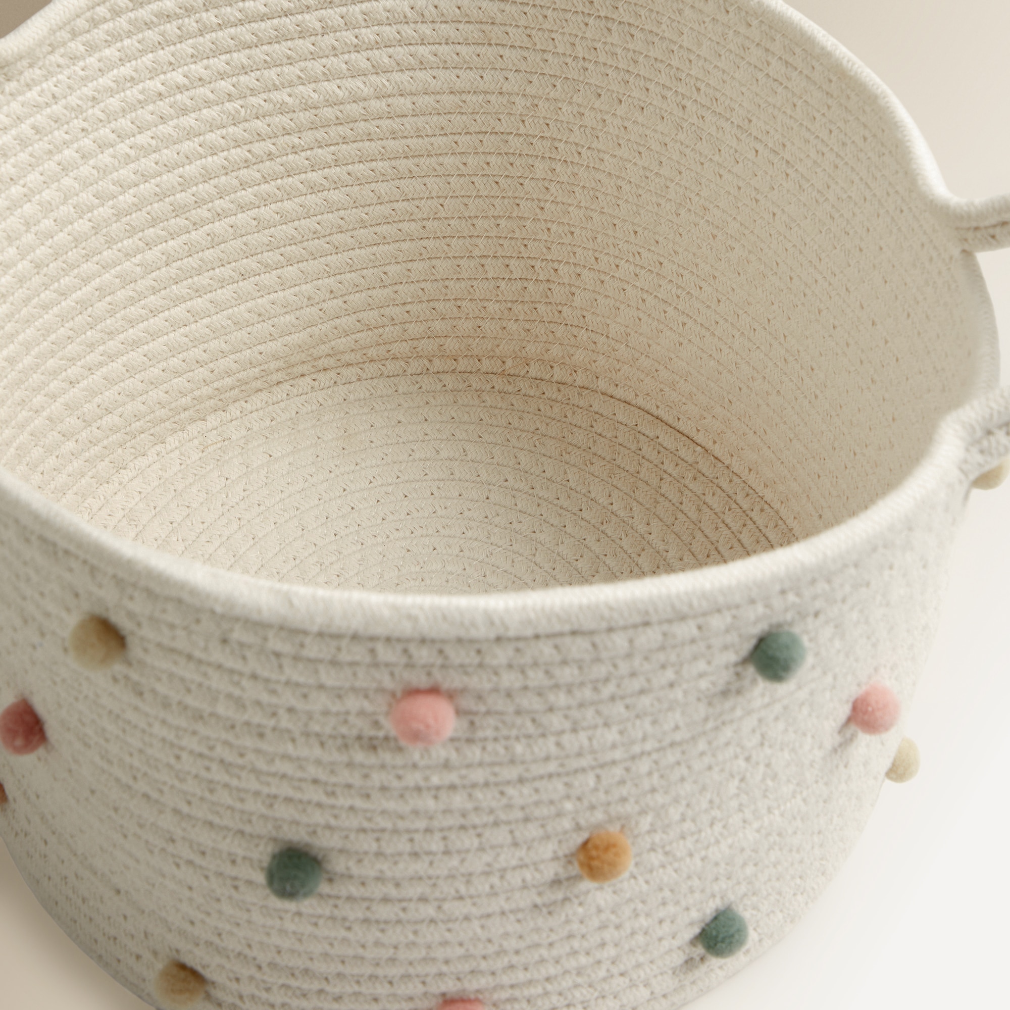 Cesto Organizador em Corda de Algodão Pompons Mini Home Natural-2