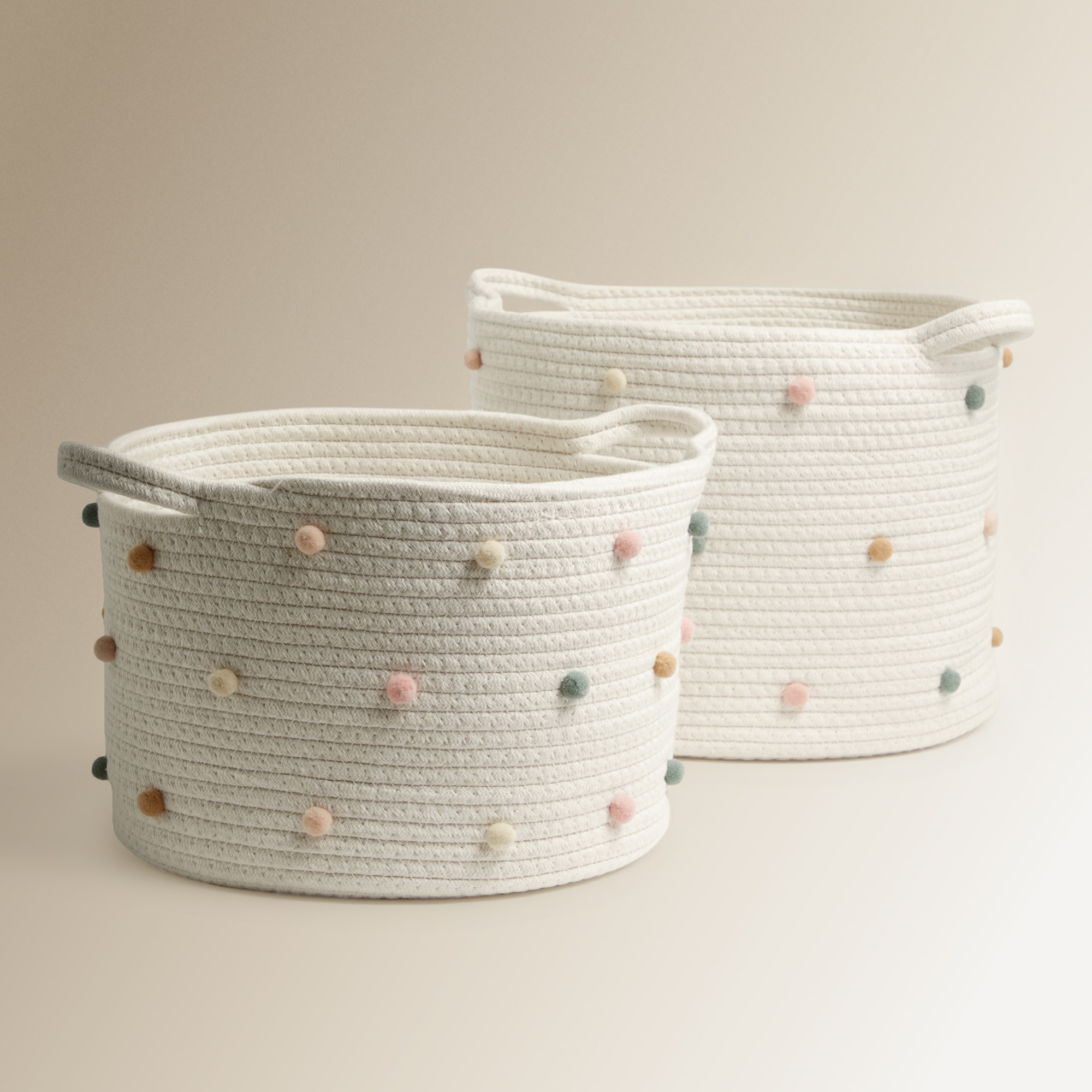 Cesto Organizador em Corda de Algodão Pompons Mini Home Natural-4
