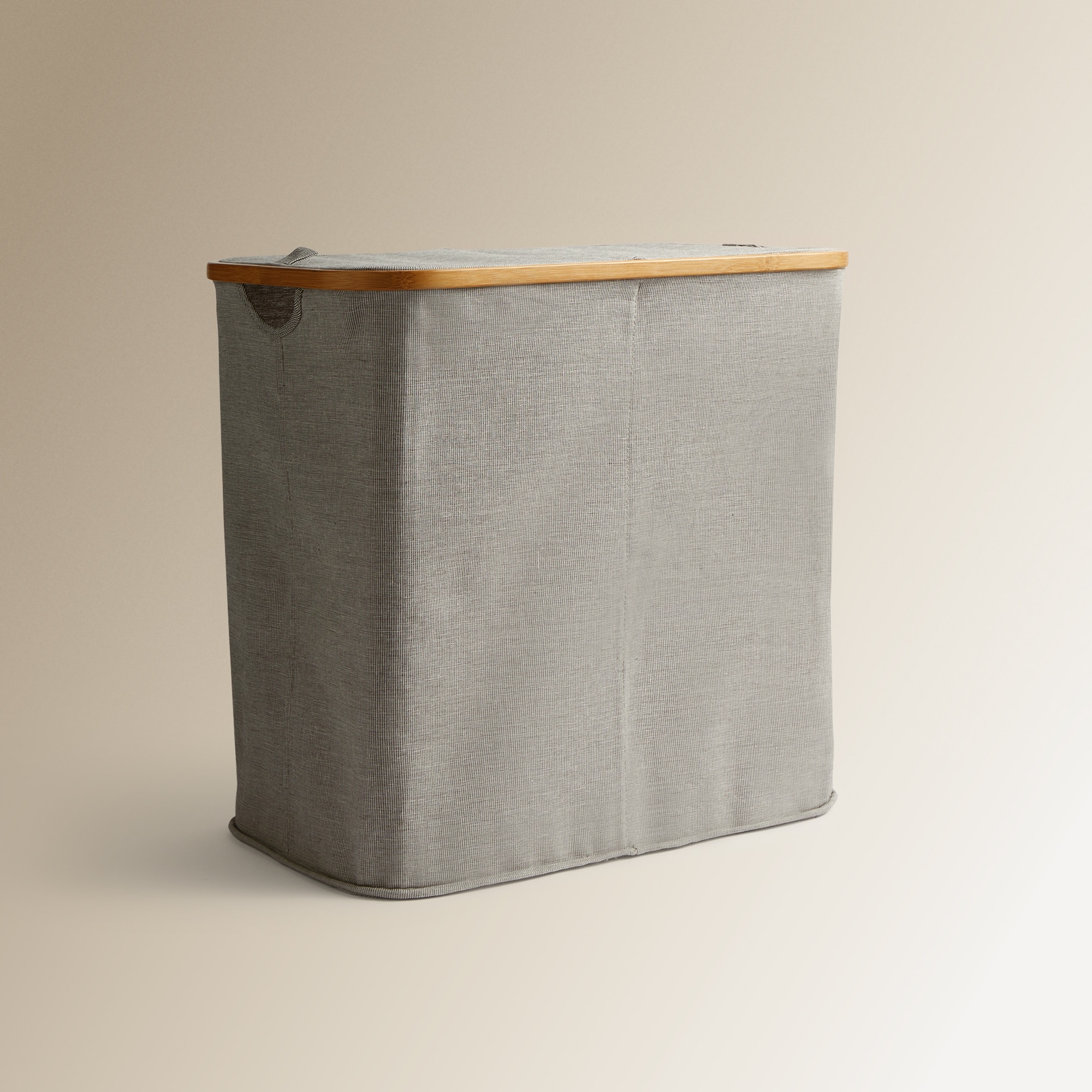 Cesto de Roupa Duplo Tecido + Bambu Room Cinzento-2